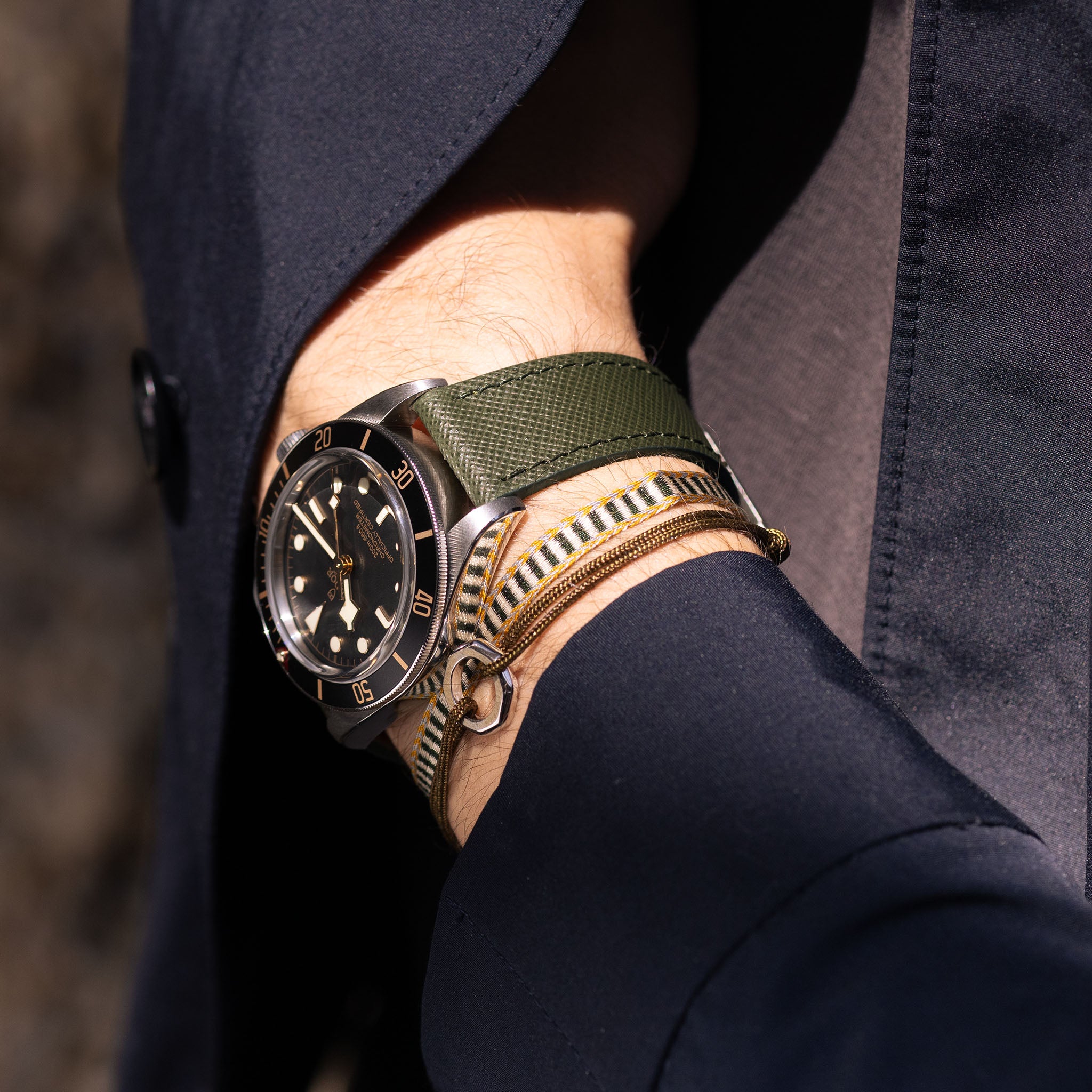 Saffiano Olive Green Leather Watch Strap