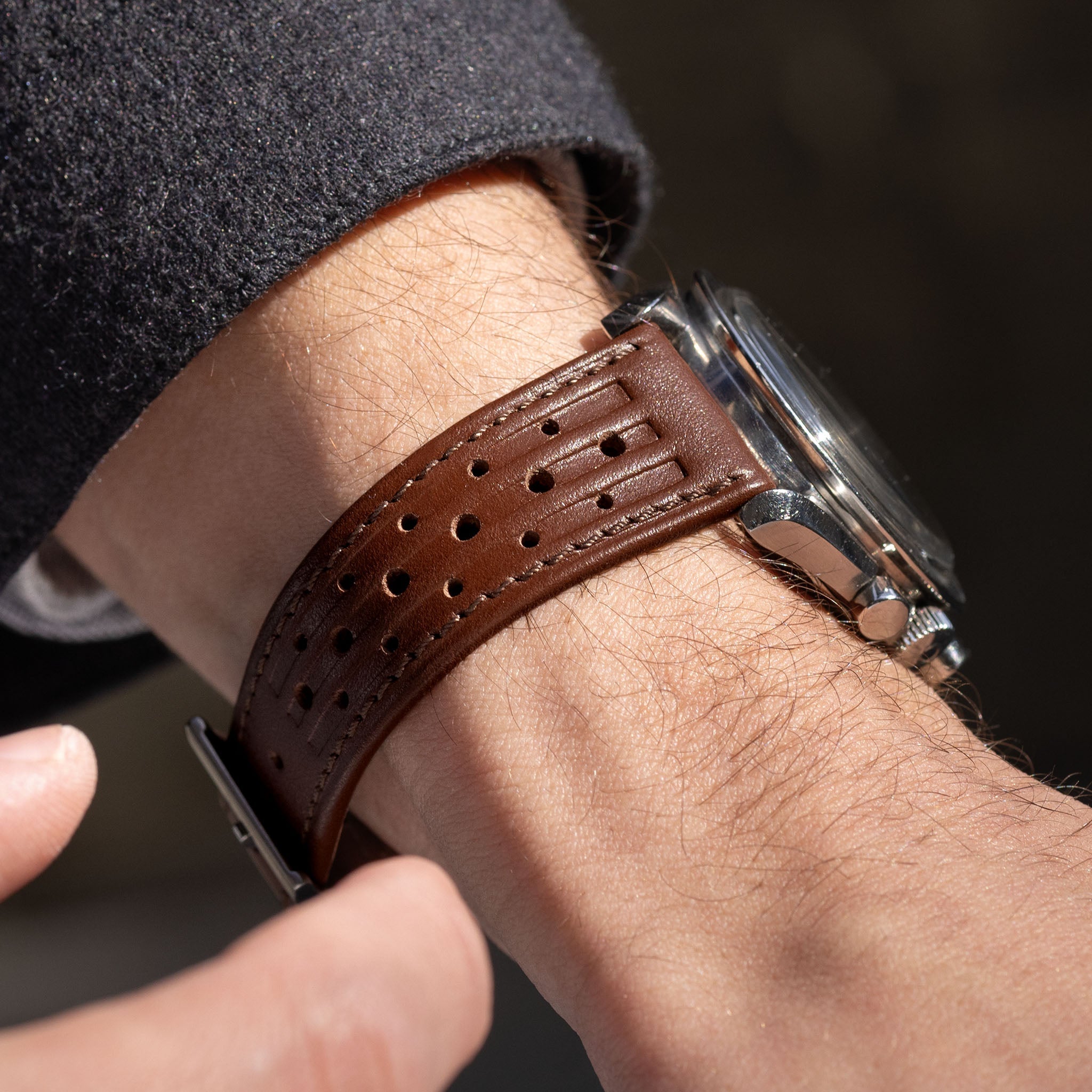 Racing Havanna Brown Speedy Leather Watch Strap