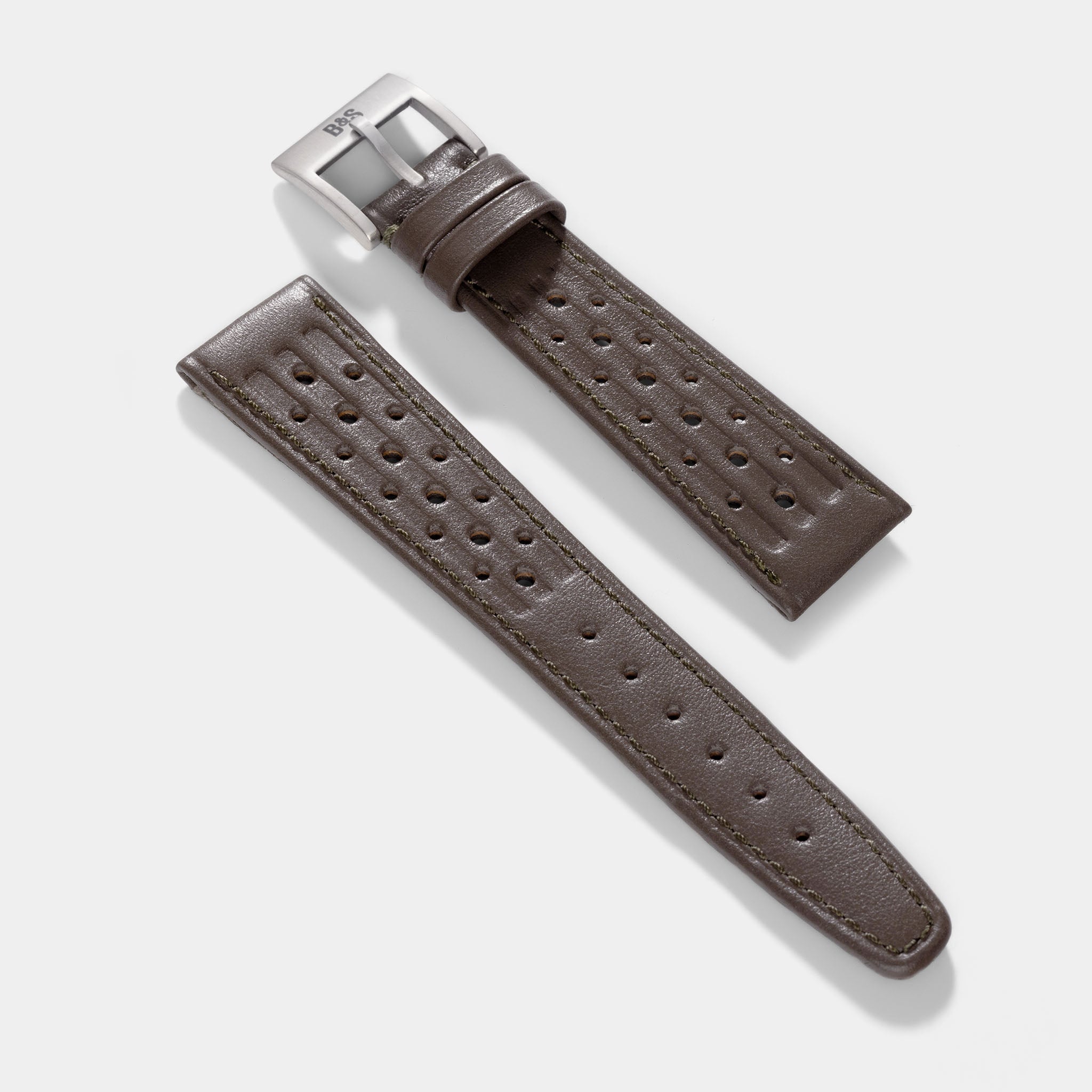 Racing Taupe Kaki Speedy Leather Watch Strap