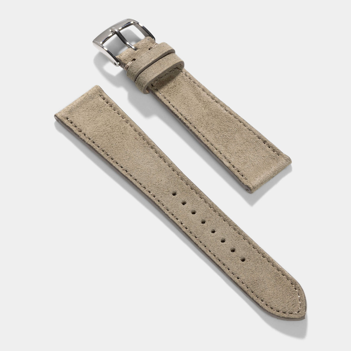 Goatskin Suede Leather Watch Strap - Soft Taupe