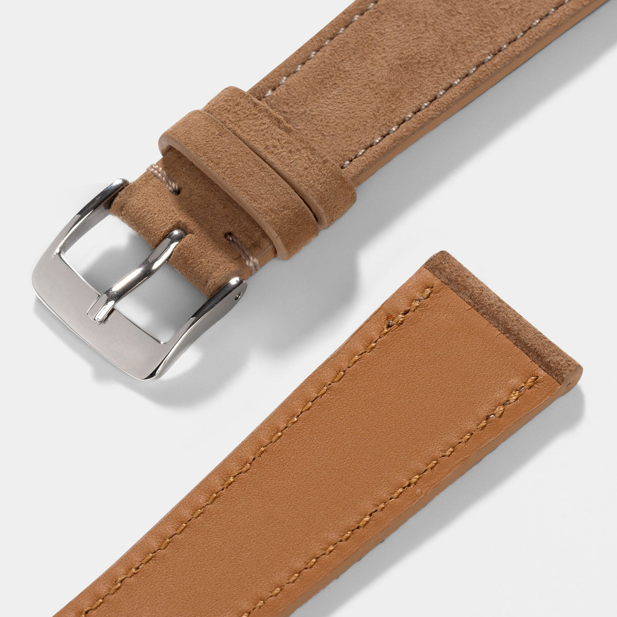 Goatskin Suede Leather Watch Strap - Warm Cognac