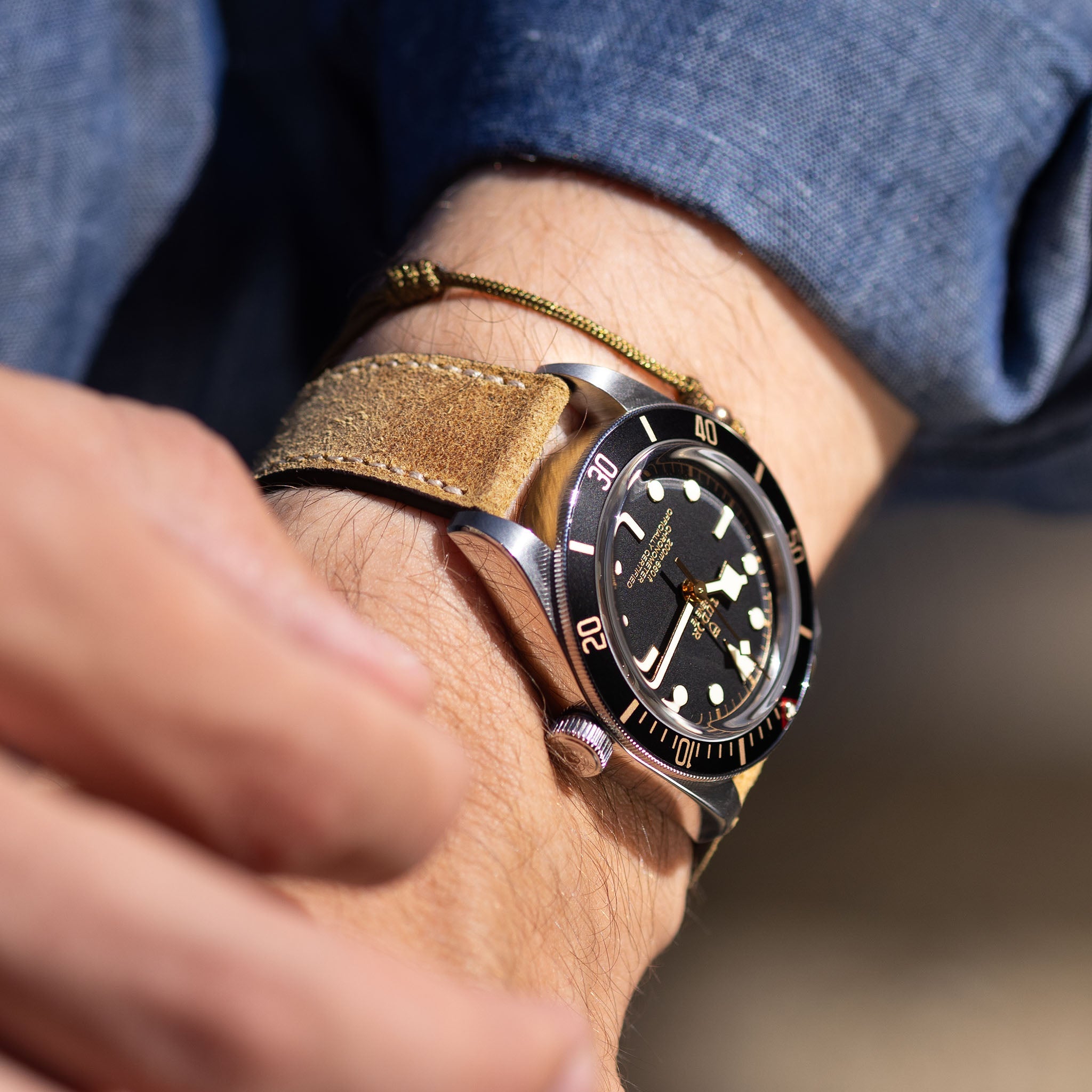 Waxed Nubuck Yellow Leather Watch Strap