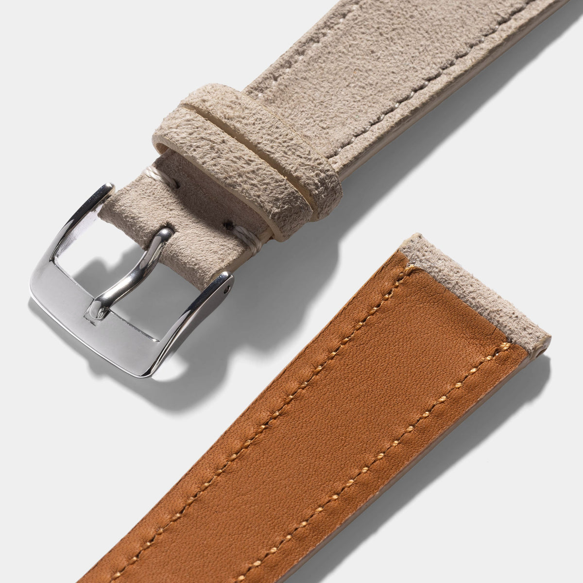 Goatskin Suede Leather Watch Strap - Soft Sand