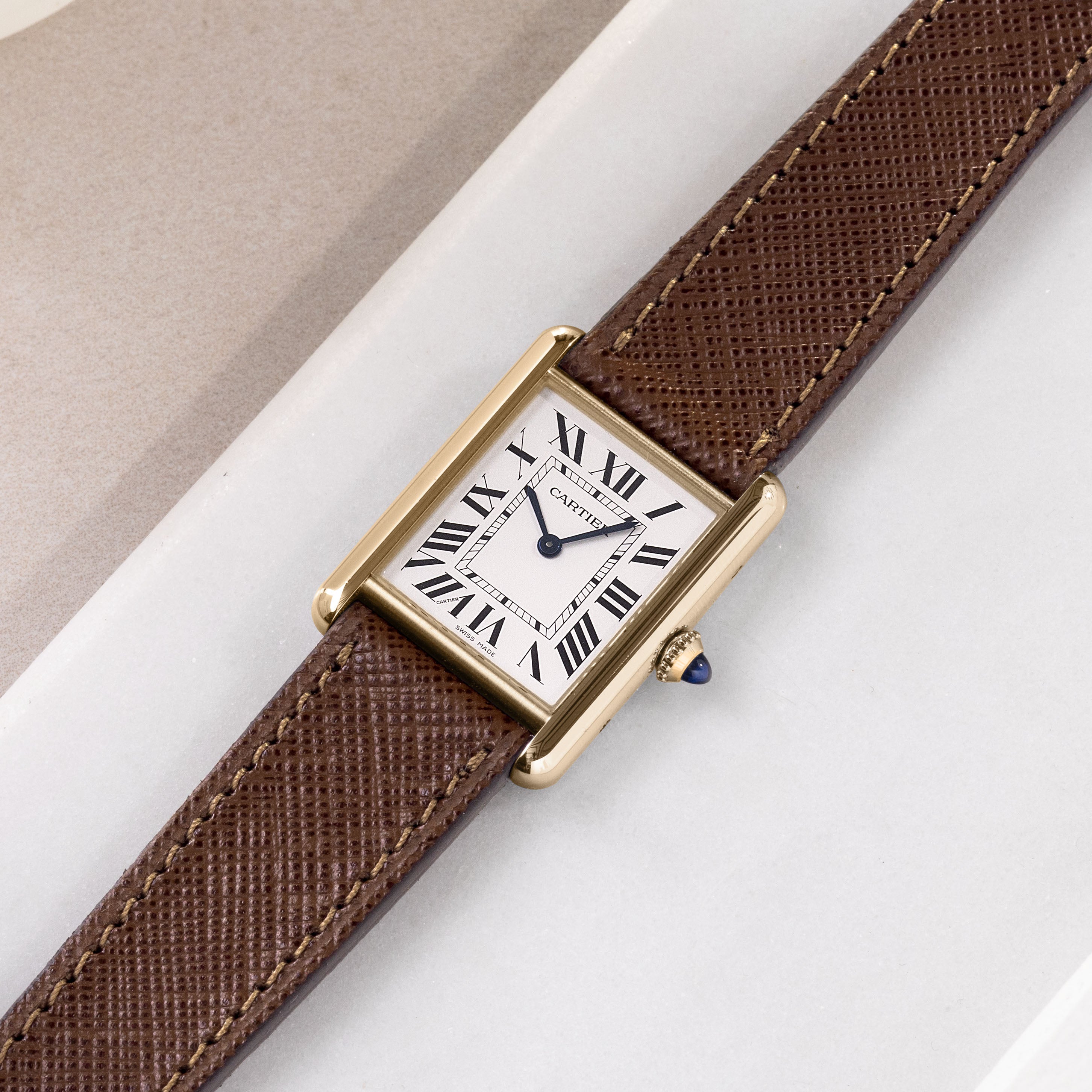 Strap for Cartier Tank Louis (2021-2024) - The Saffiano Brown