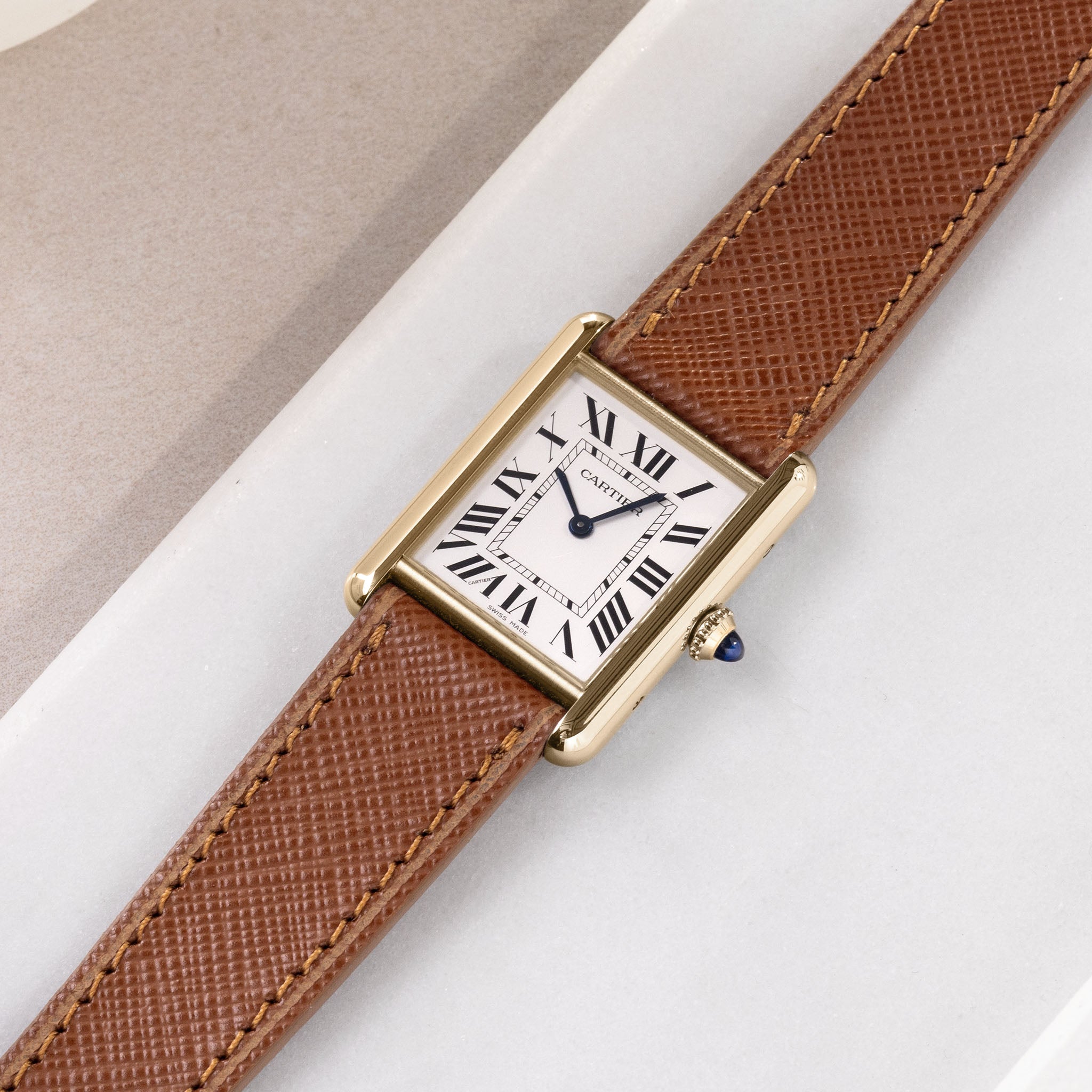 Strap for Cartier Tank Louis (2021-2024) - The Saffiano Cognac