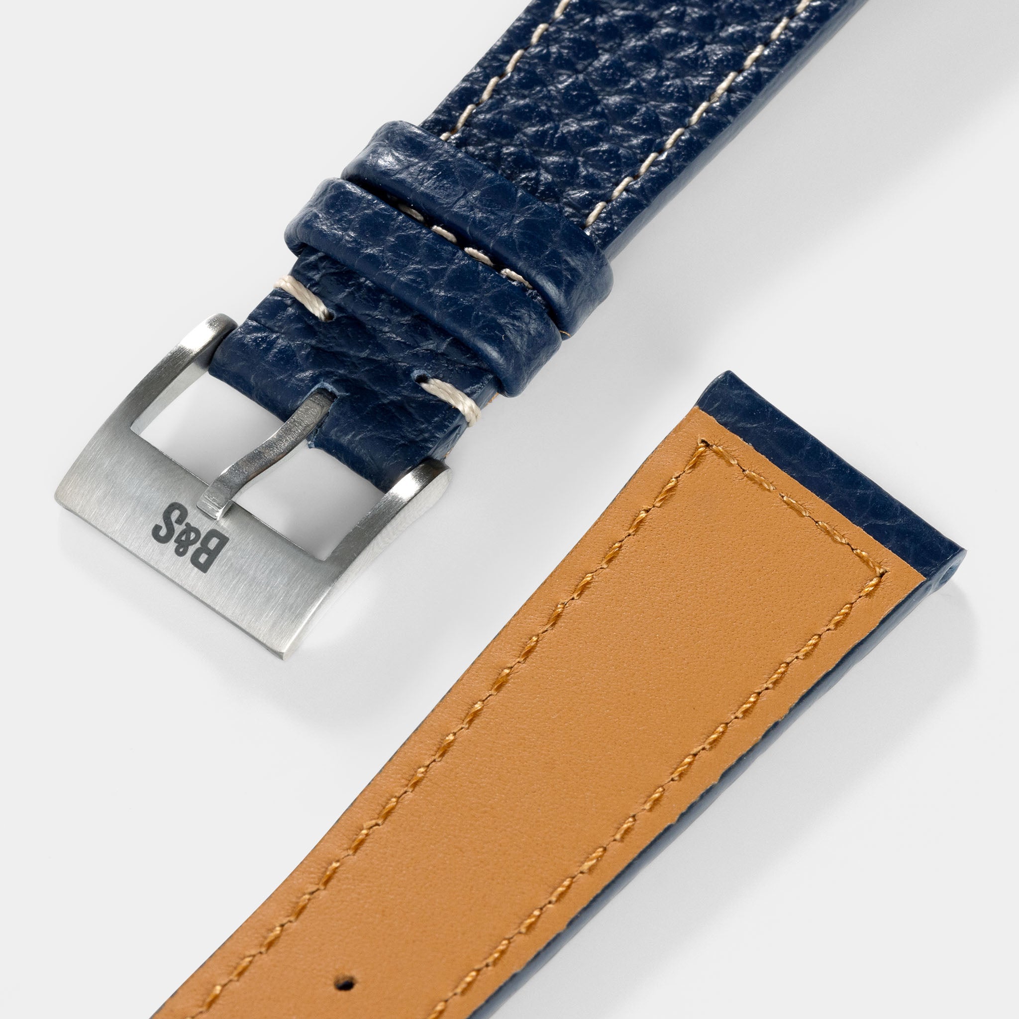 Grained Blue Leather Watch Strap