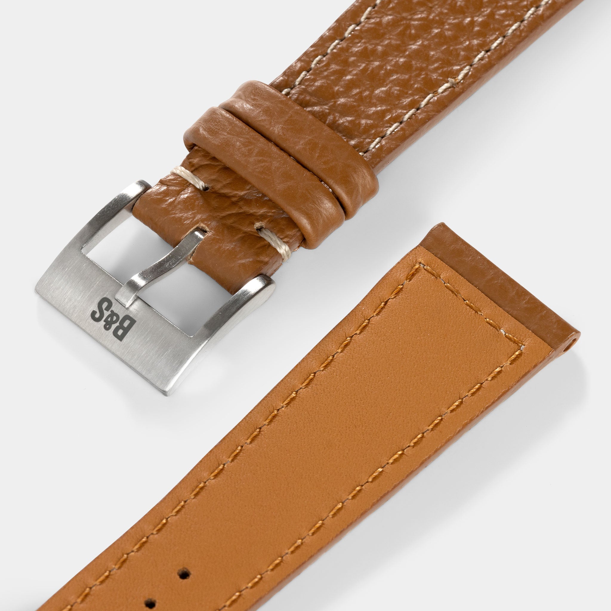 Grained Brown Leather Watch Strap
