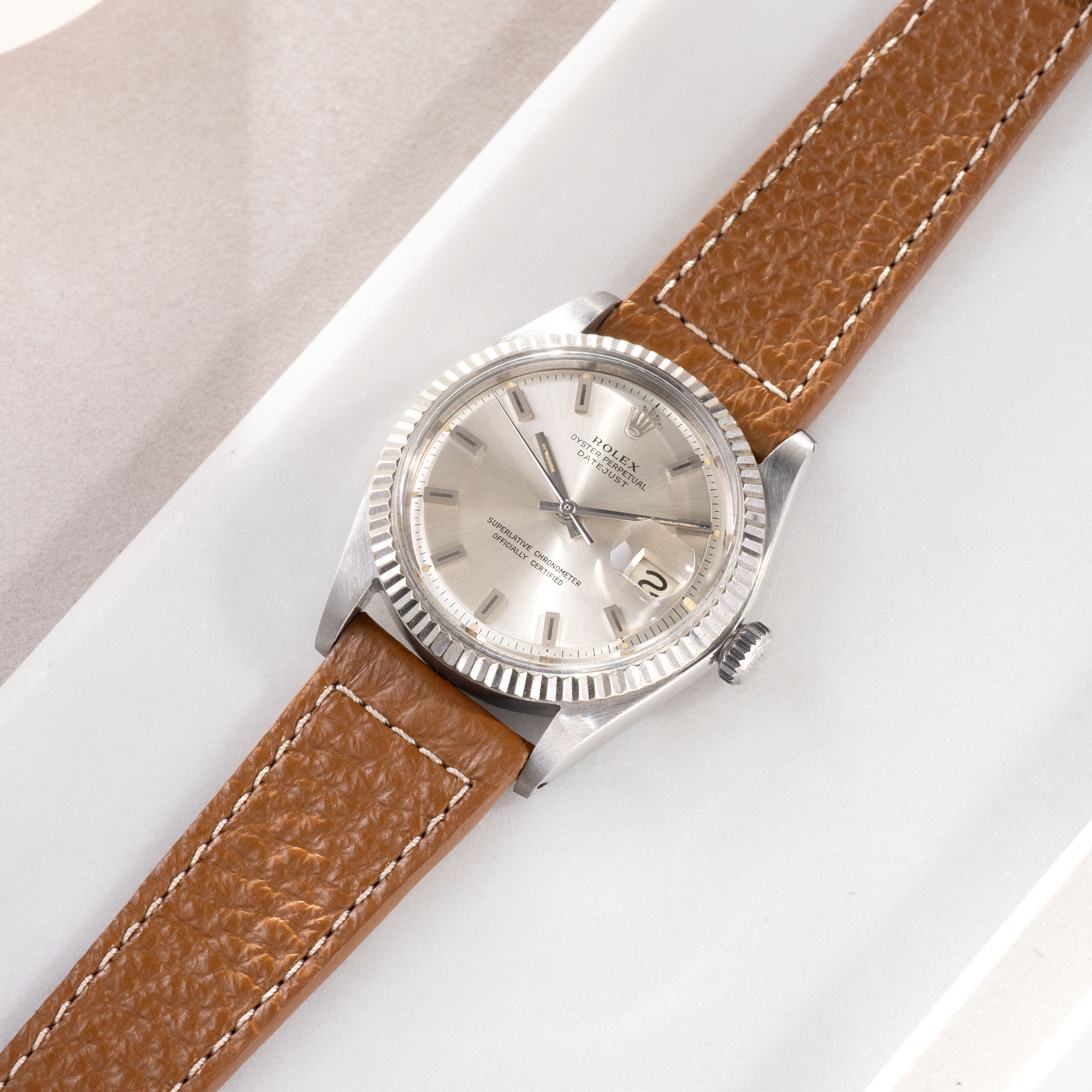 Grained Brown Leather Watch Strap