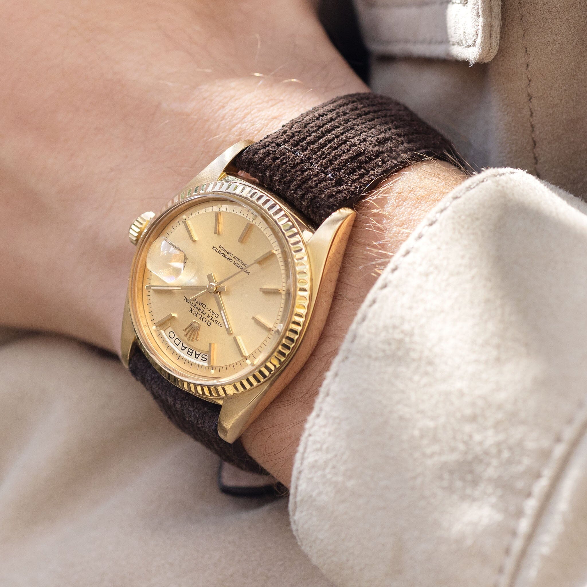 Velvet Style Brown Suede Leather Watch Strap