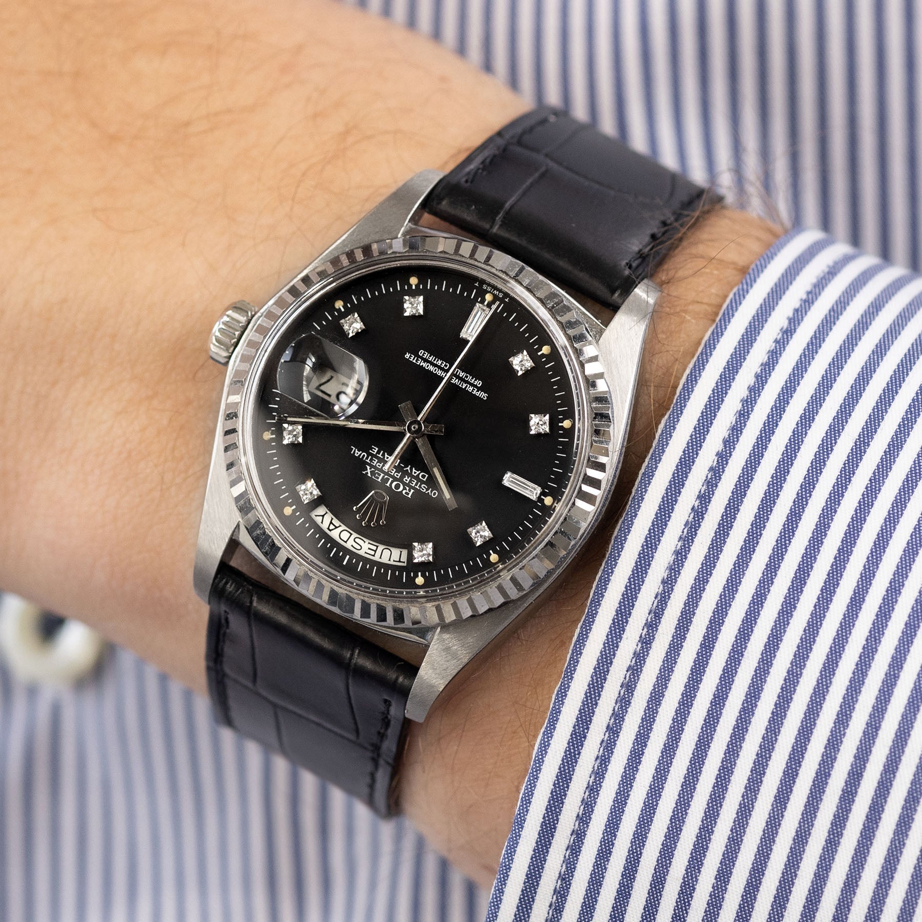 Supreme Alligator Black Leather Watch Strap