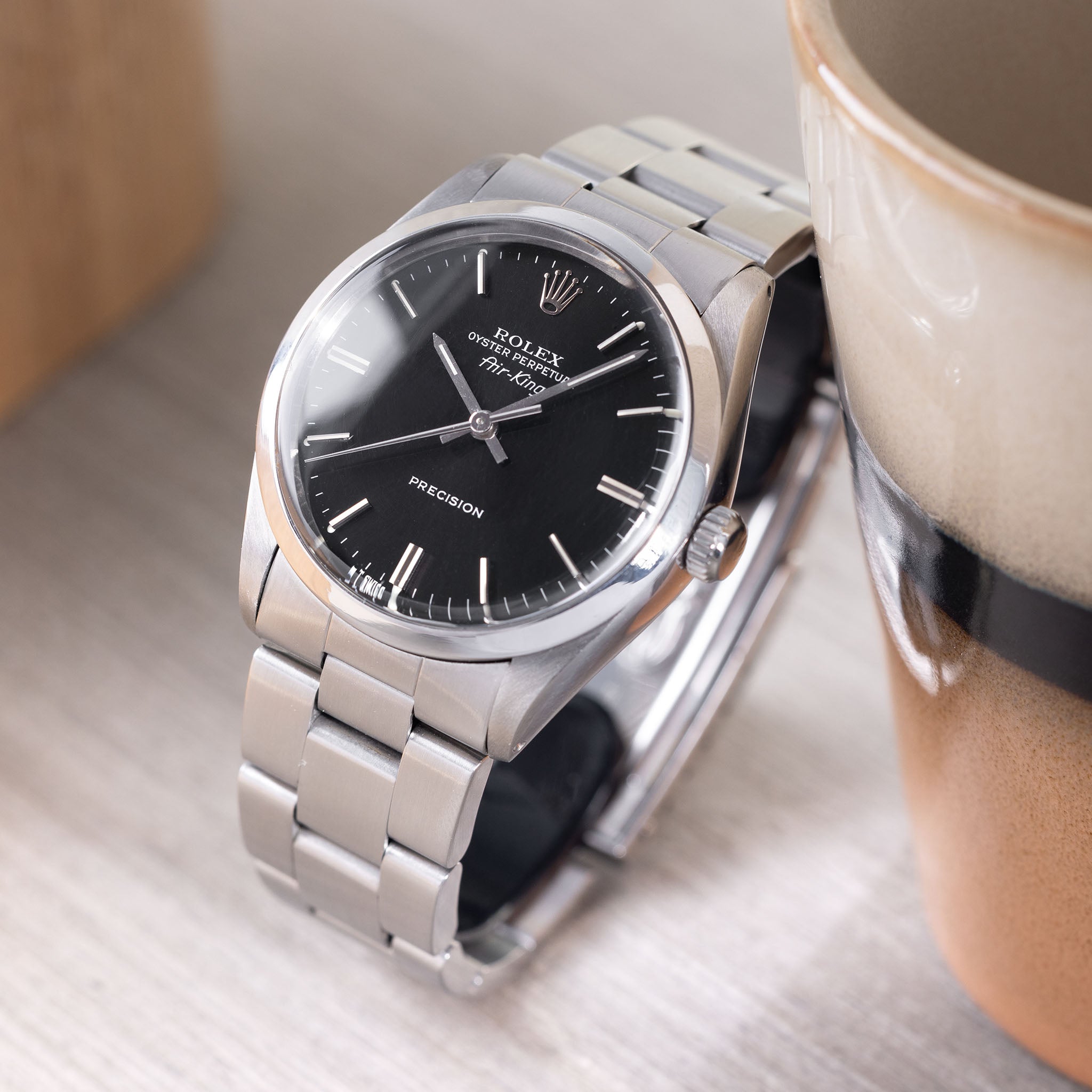 Rolex Air King Black Glossy Dial Ref 5500