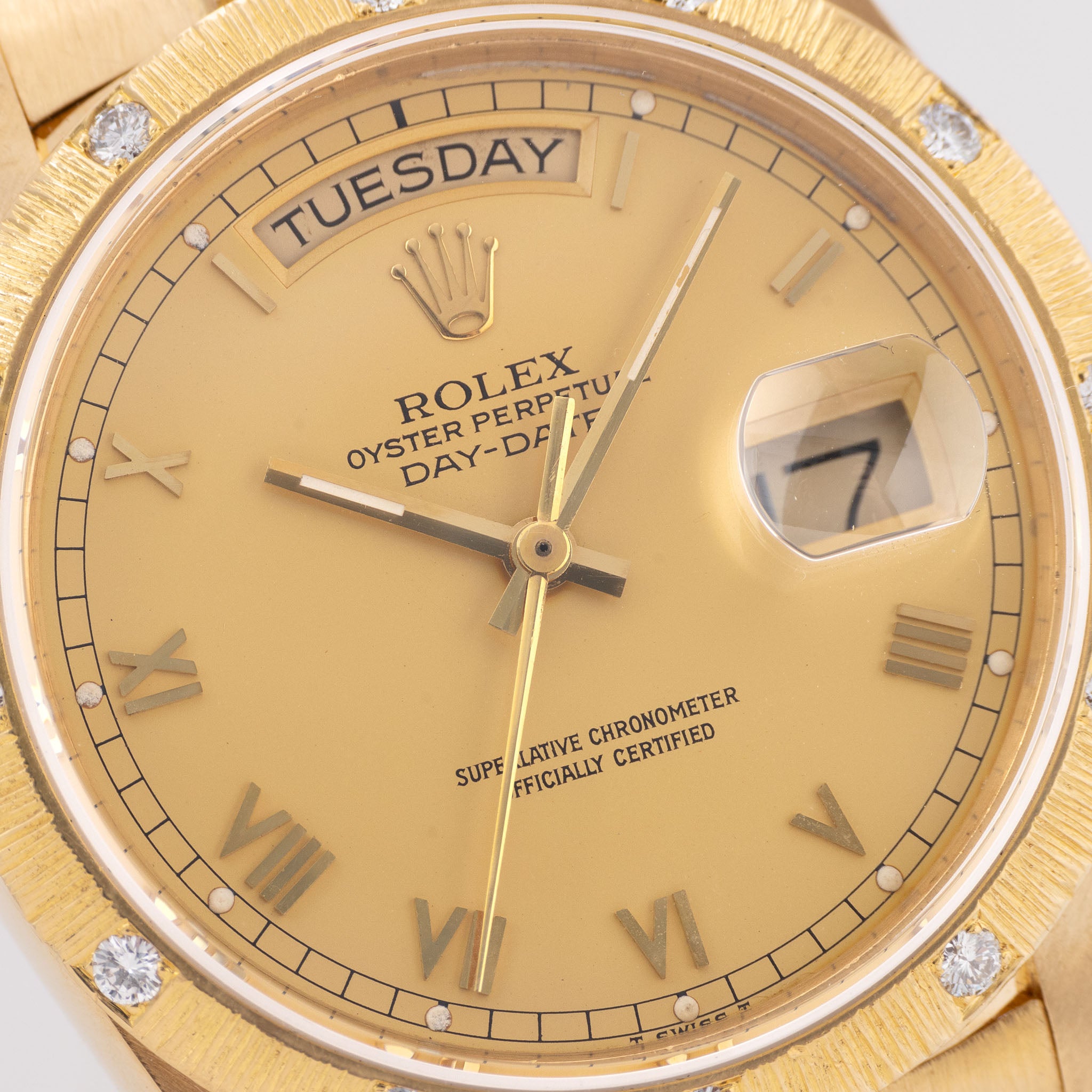 Rolex Day-Date 18108 Bark Finish Matte Roman Champagne Dial