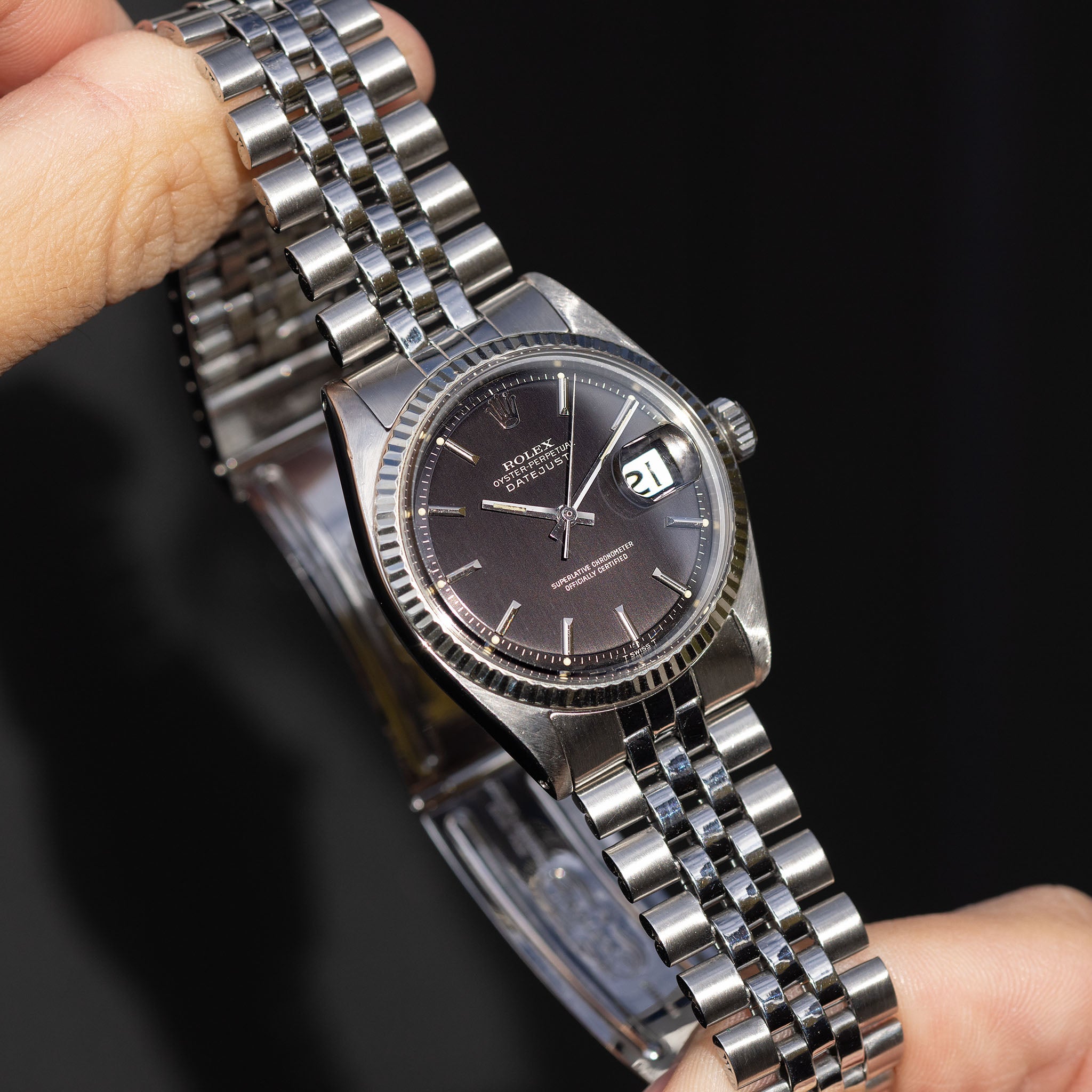 Rolex Datejust 1601 Vertical brush Gilt Dial with Rolex Service Papers