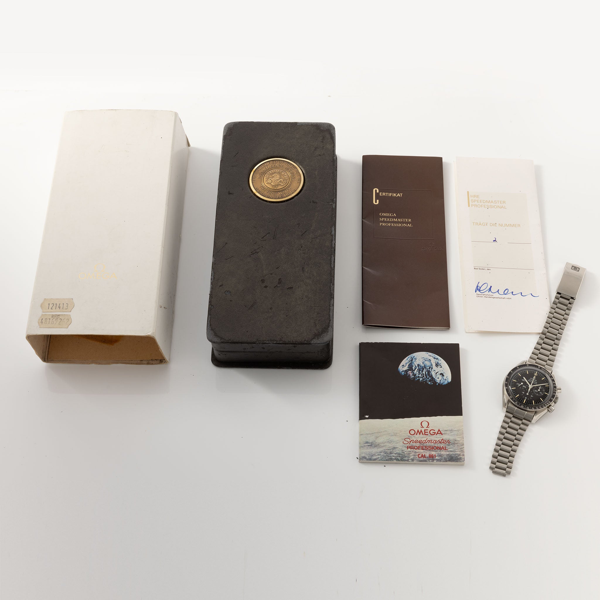 Omega Speedmaster Professional 345.808 rare Copper movement with box and papers