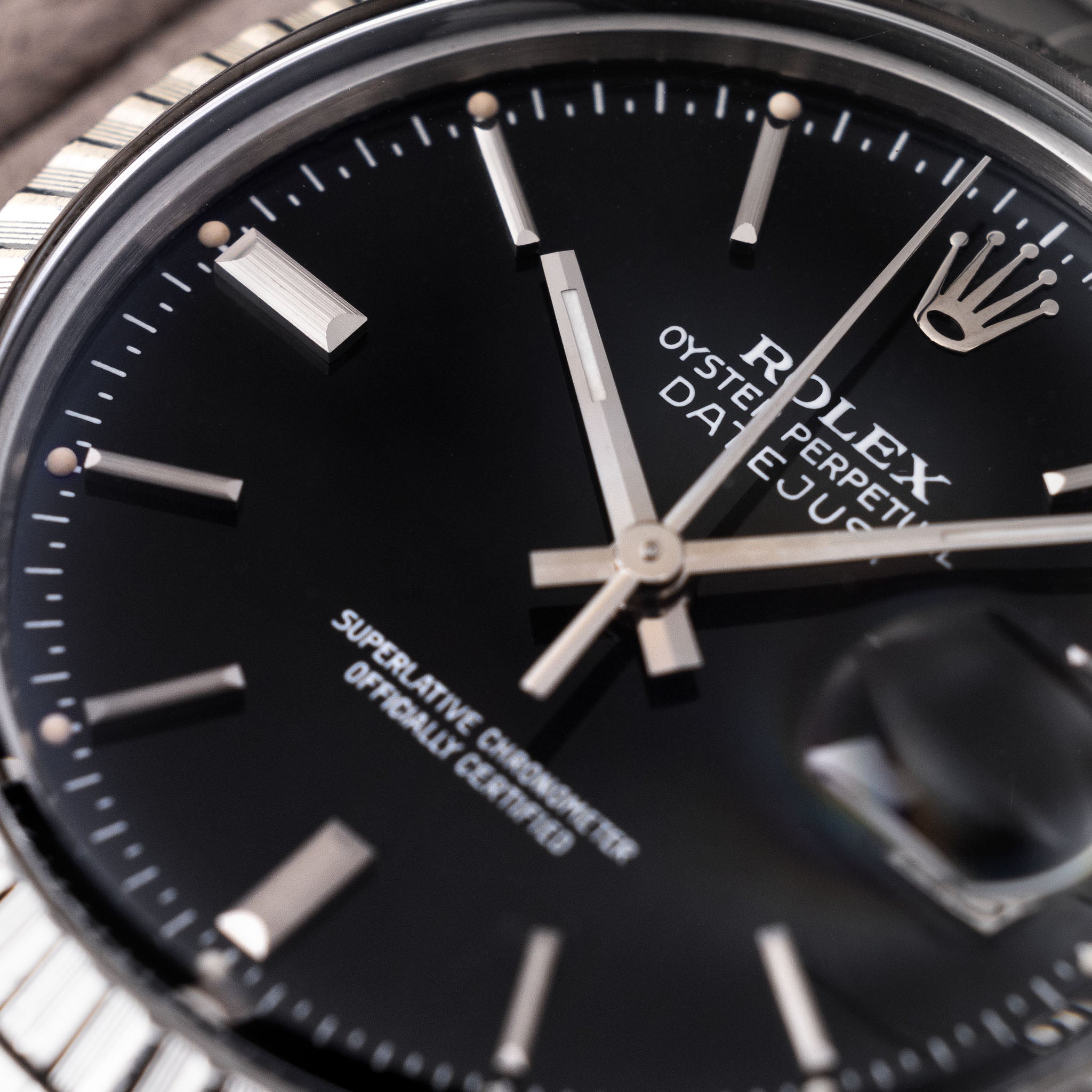 Rolex Datejust Black Gloss Dial Ref 16030