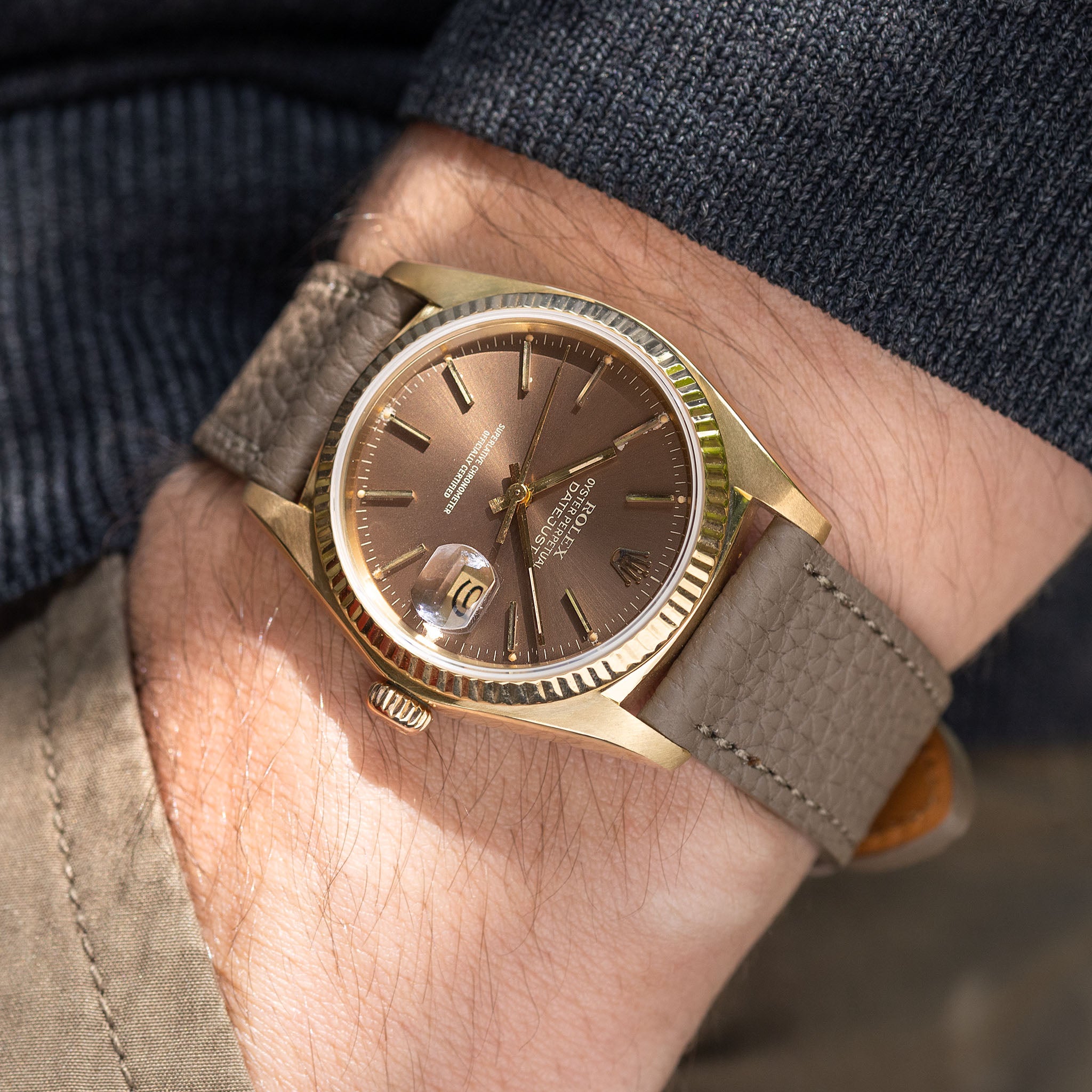 Grana Taupe Grey Tonal Leather Watch Strap
