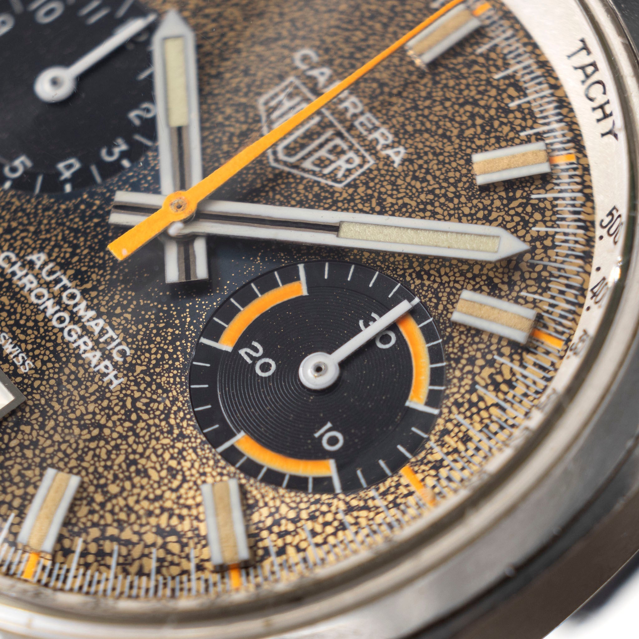 Heuer Carrera Tropical dial ref 1153BN On Rare Gay Frères Bracelet