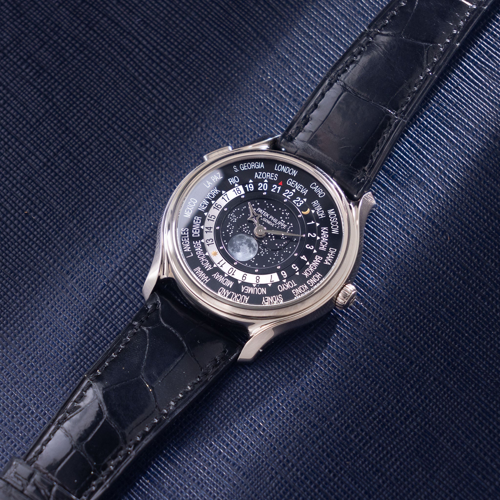 Patek Philippe World Time Moonphase 5575G "175th Anniversary" in 18k White Gold full set