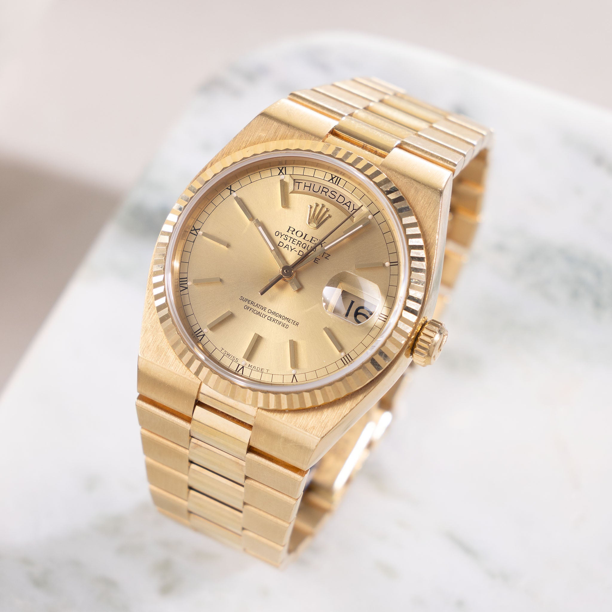 Rolex Day-Date Oysterquartz Champagne Dial Ref 19018