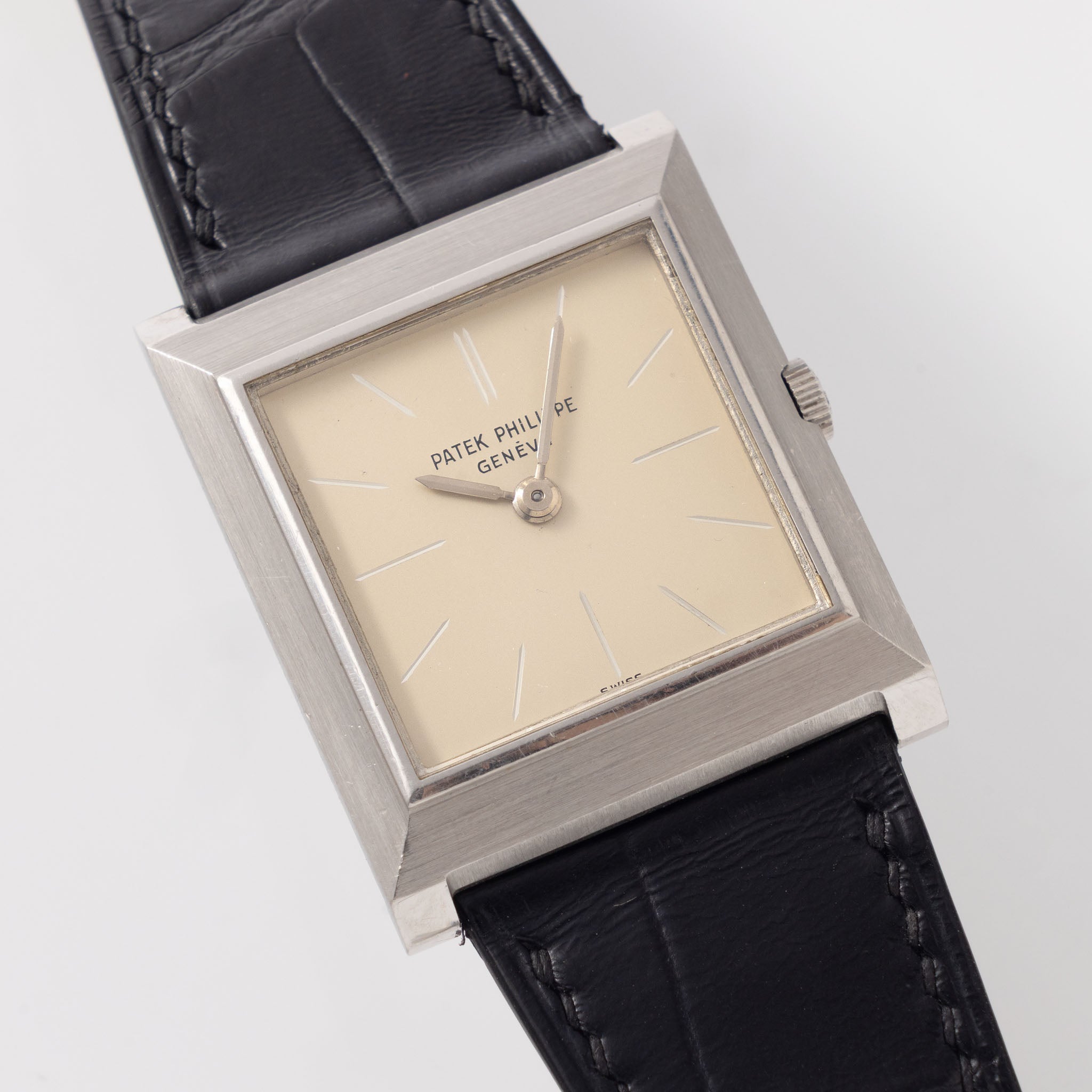 Patek Philippe Square Gondolo Dresswatch 3404P Silver Engraved Dial with Extract of the Archives