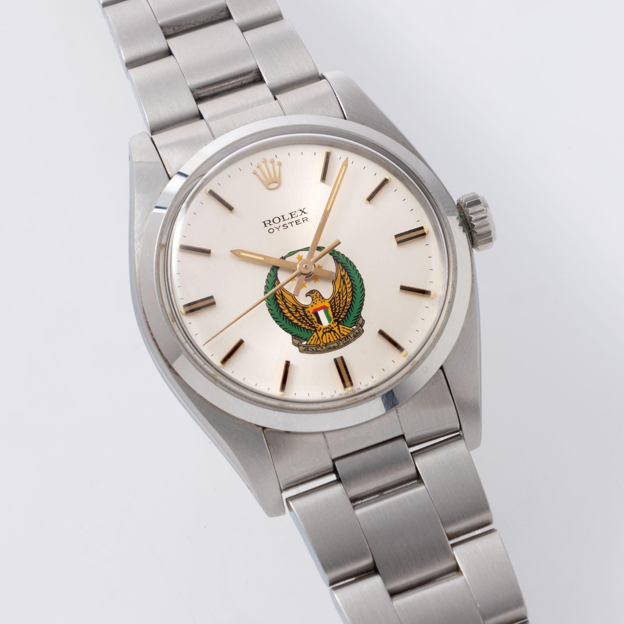 Rolex Oyster Silver UAE logo dial ref 6426