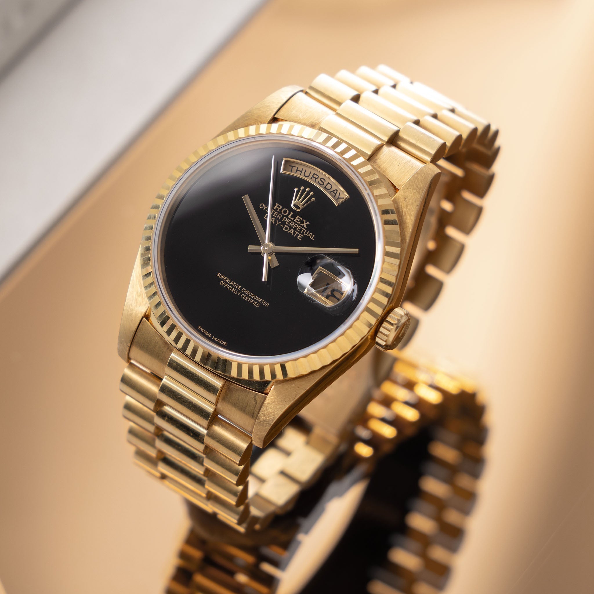 Rolex Day-Date 18238 Onyx Dial Box Paper Set Rolex Geneva Service