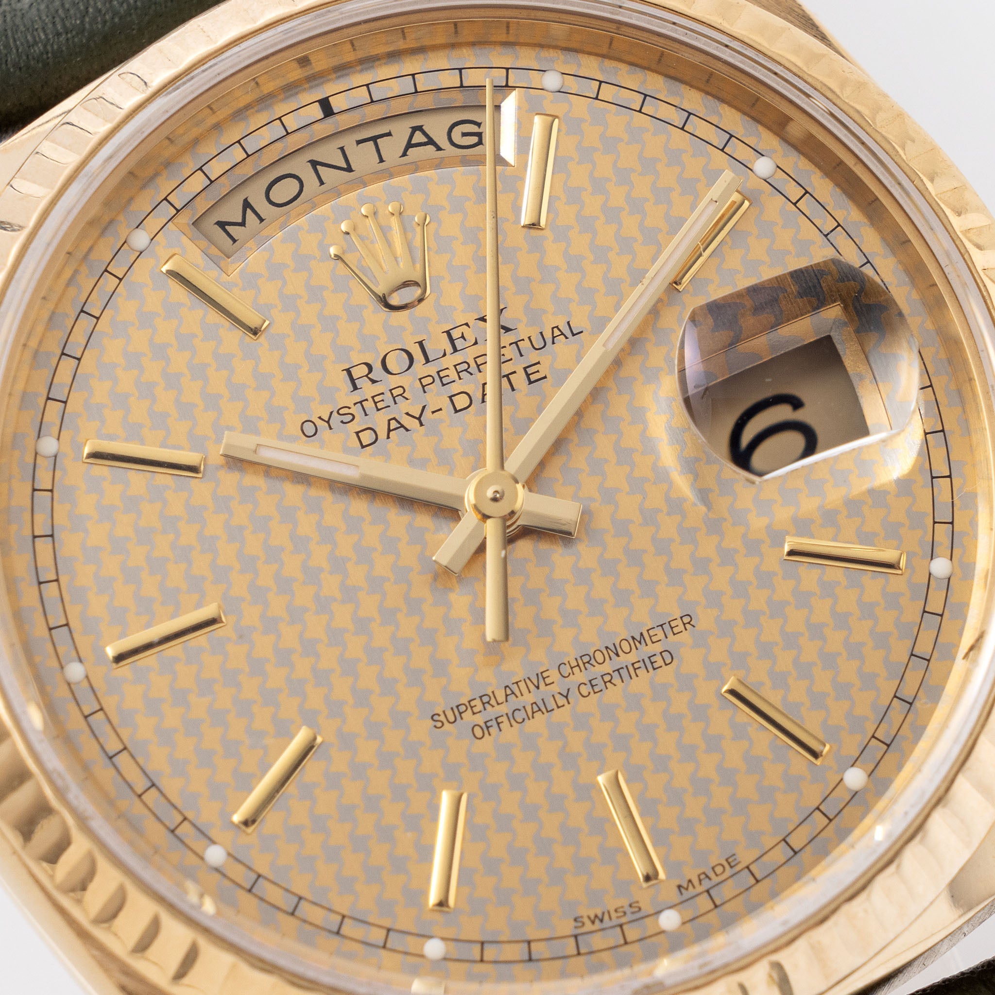 Rolex Day-date Houndstooth dial ref 18038 in 18 k yellow gold