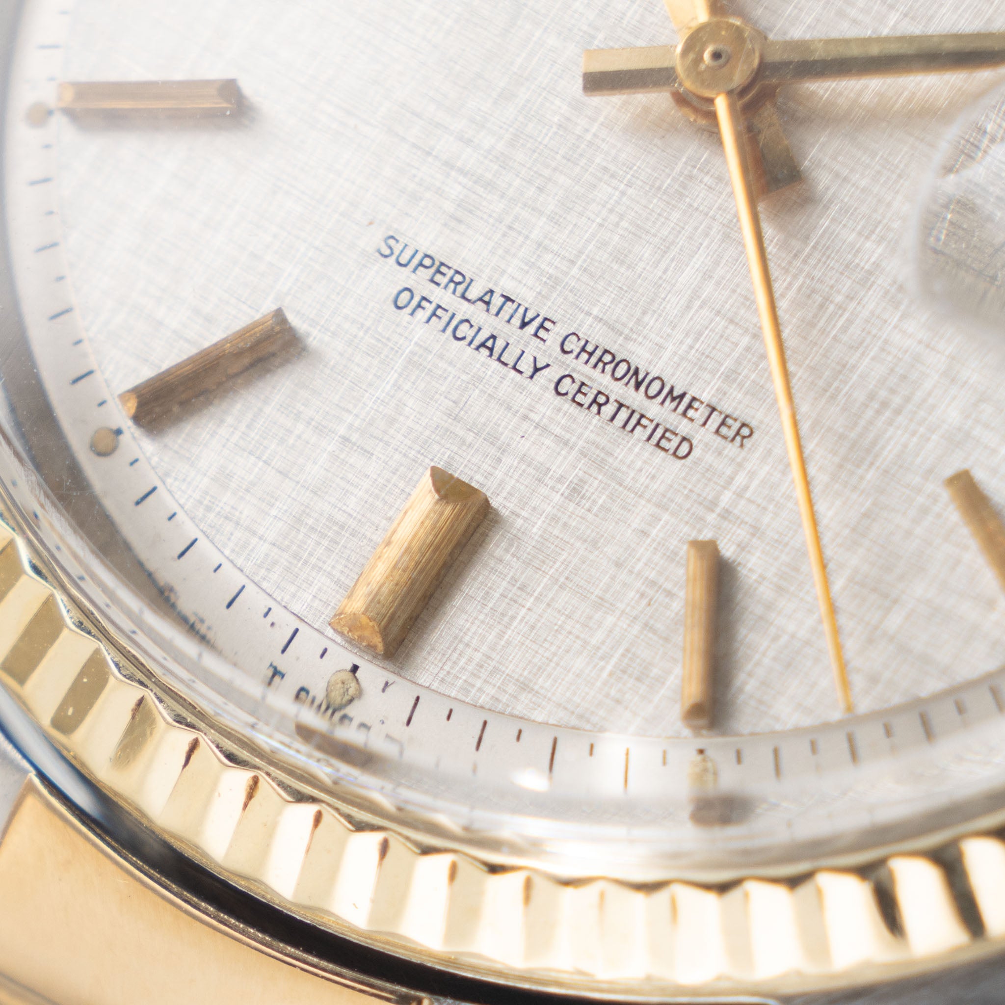 Rolex Datejust 1601/3 Silver Linen Dial in Steel and Gold