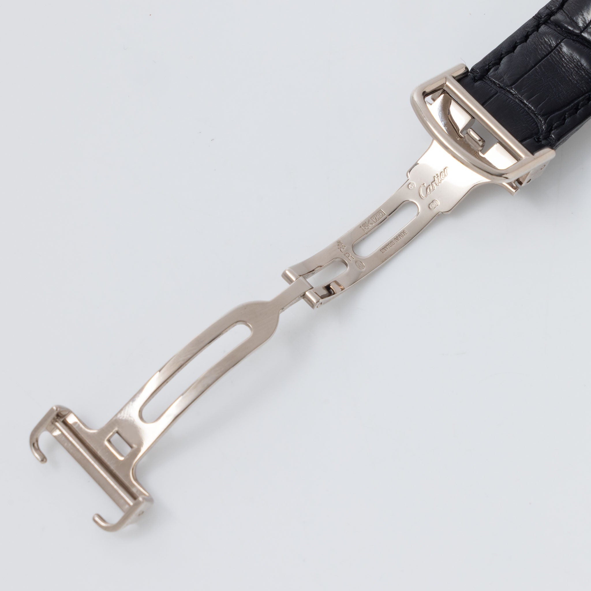 Cartier Tortue XL CPCP 8 days in 18 k white gold ref 2761 Silver Guiloché dial