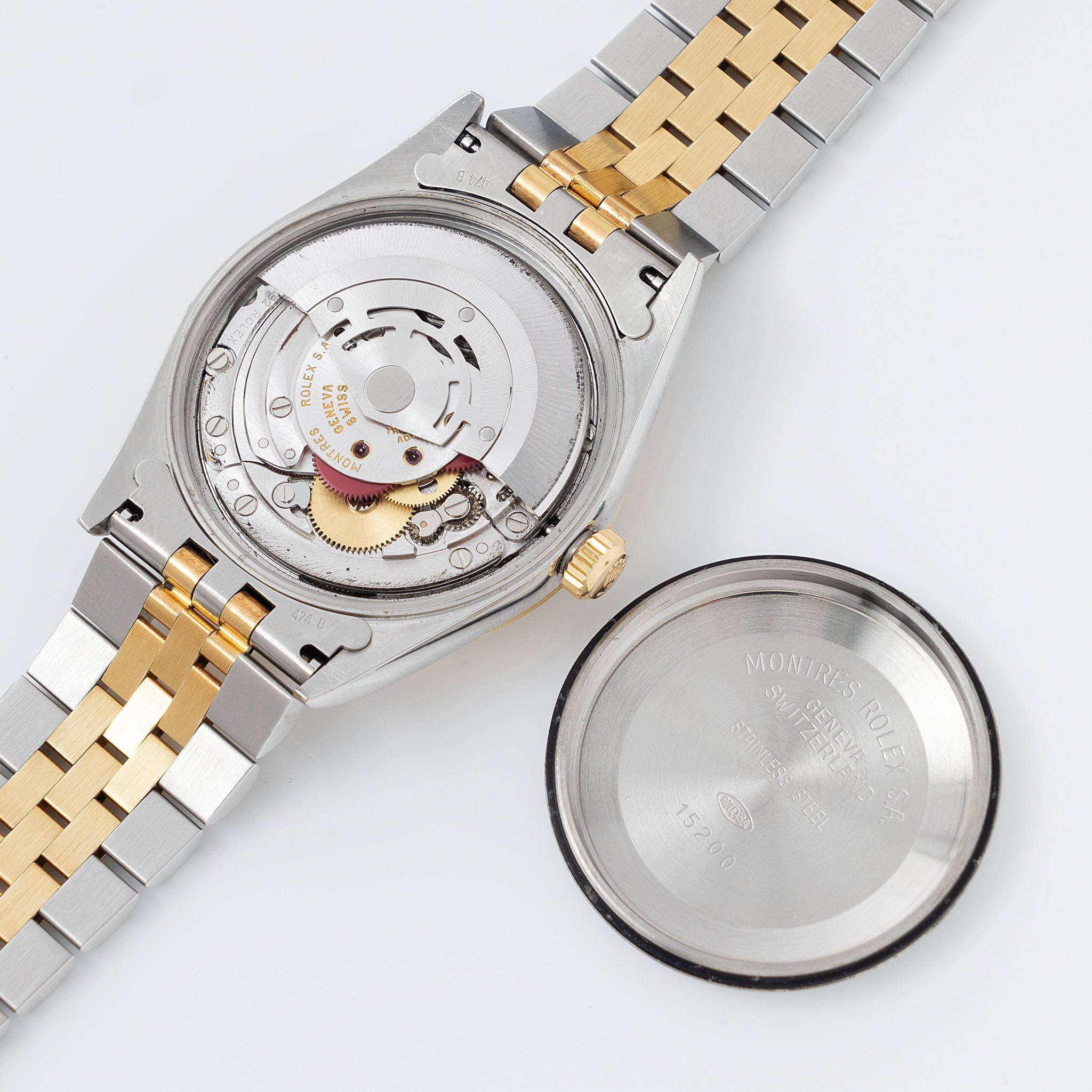 Rolex Oyster Perpetual Date Champagne Halliburton Logo Dial Box and Paper Set in Steel and Gold ref. 15223