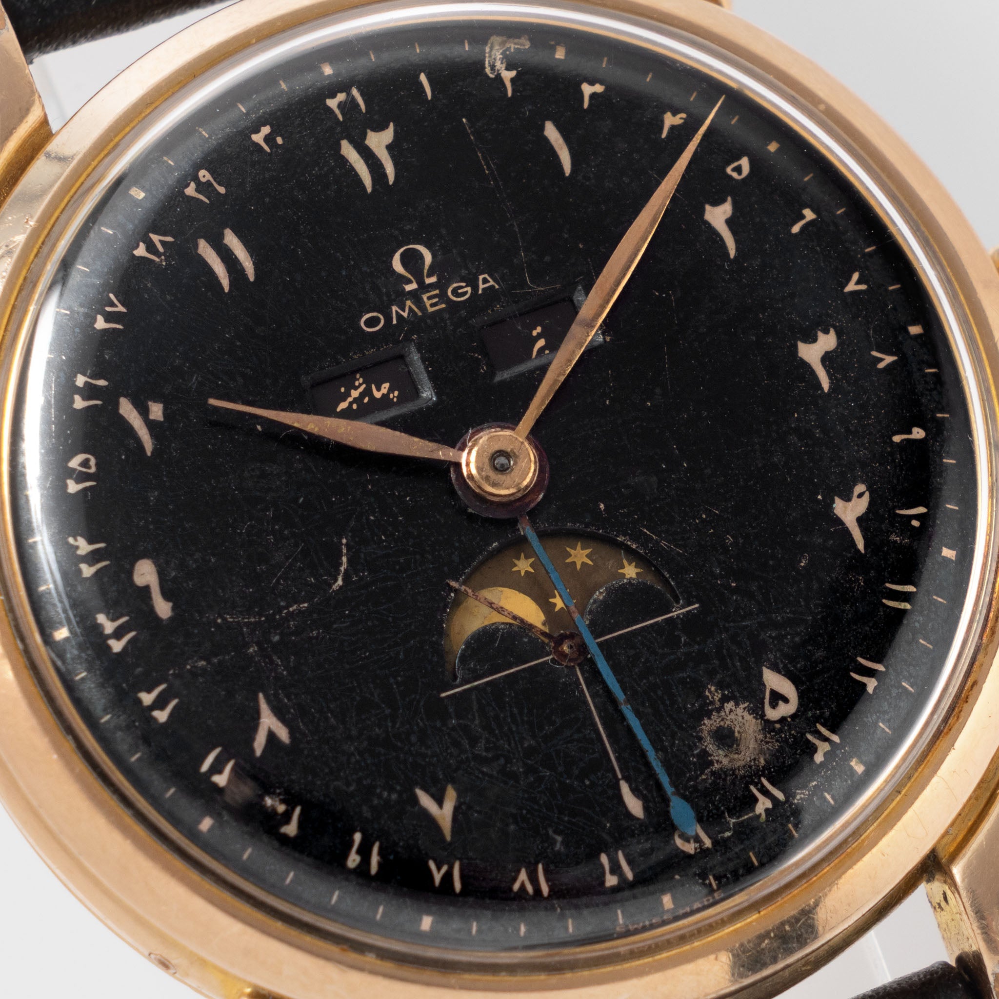 Omega Cosmic 2486-2 Jumbo Black Farsi Numerals Dial Pink Gold Plated