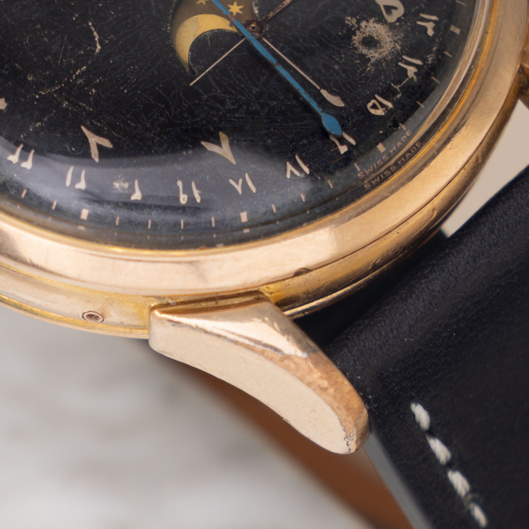 Omega Cosmic 2486-2 Jumbo Black Farsi Numerals Dial Pink Gold Plated