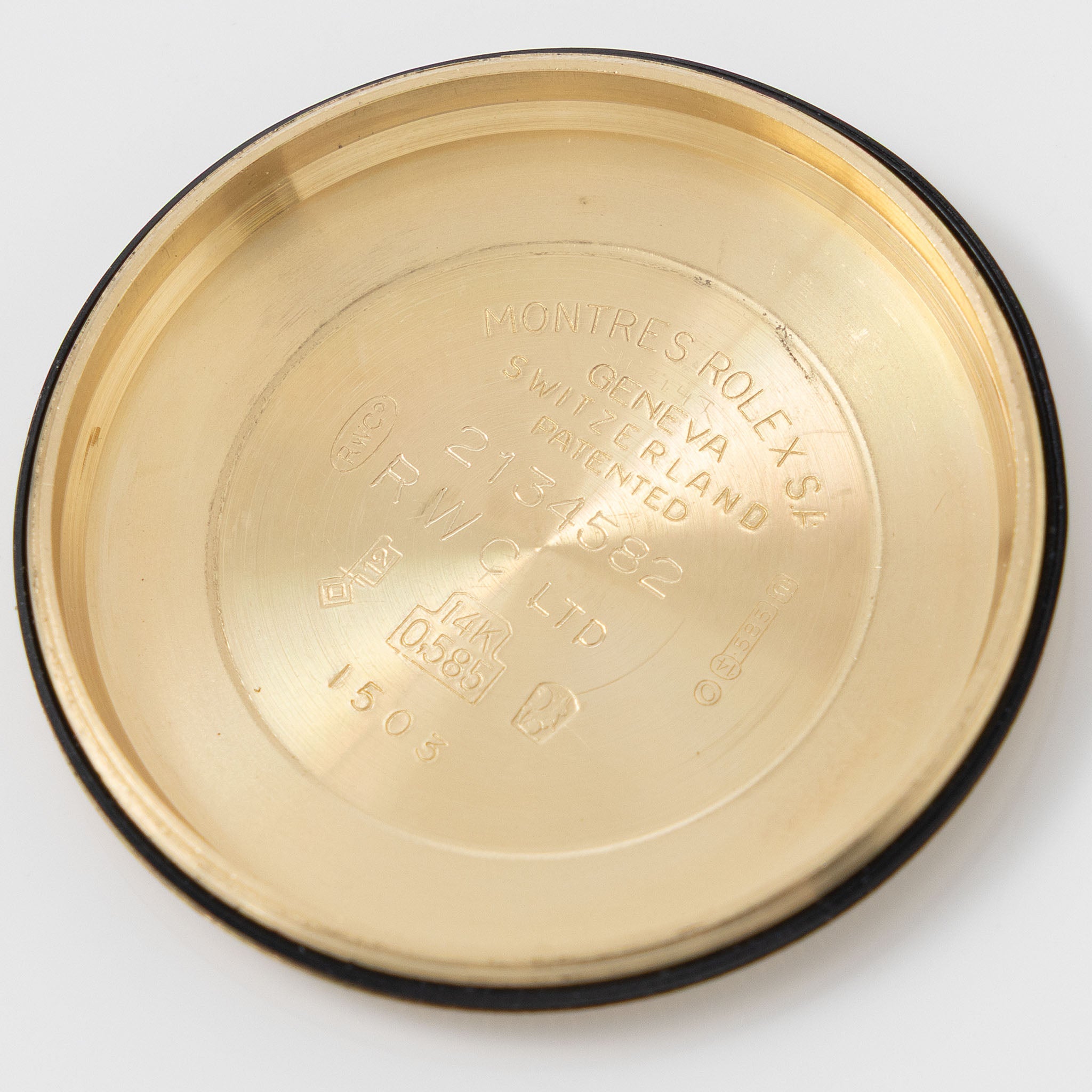 Rolex Oyster Perpetual Date 1500 Taupe Singer Proto/Test Dial in 14k Yellow Gold