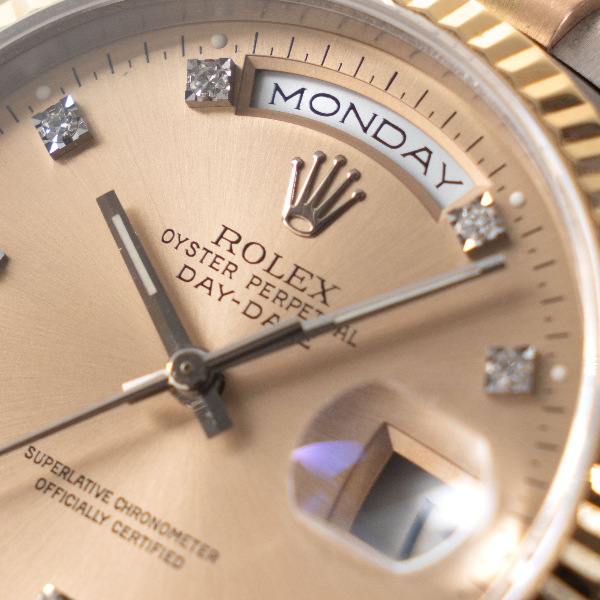 Rolex Day-date Tridor Peach Diamond Marker Dial  with Original Guarantee Paper ref 18239B