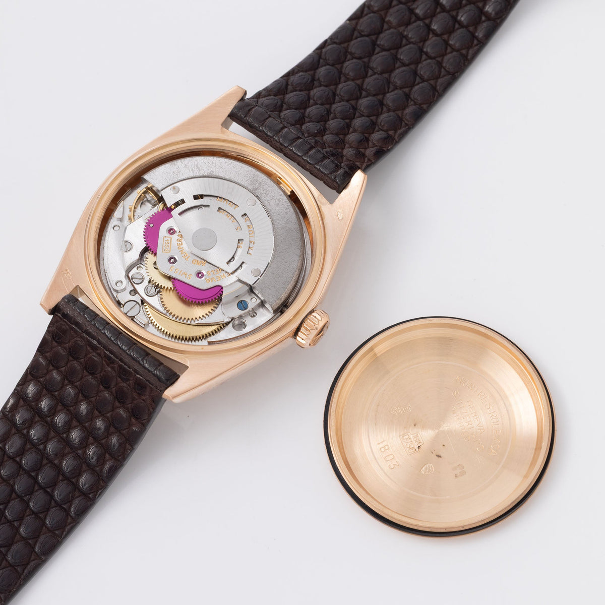 Rolex Day-Date 1803 Matte Silver Dial in 18k Rose Gold
