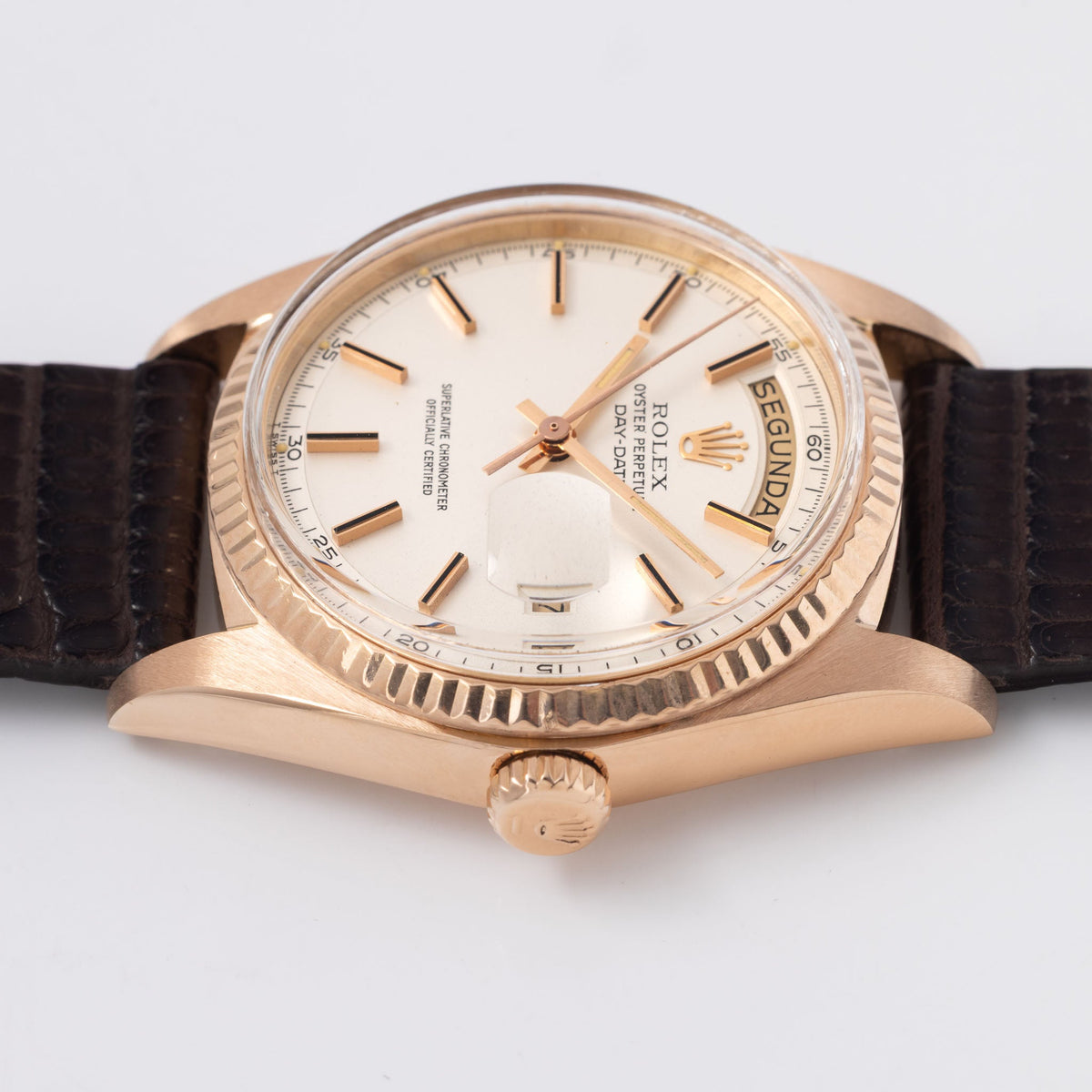 Rolex Day-Date 1803 Matte Silver Dial in 18k Rose Gold