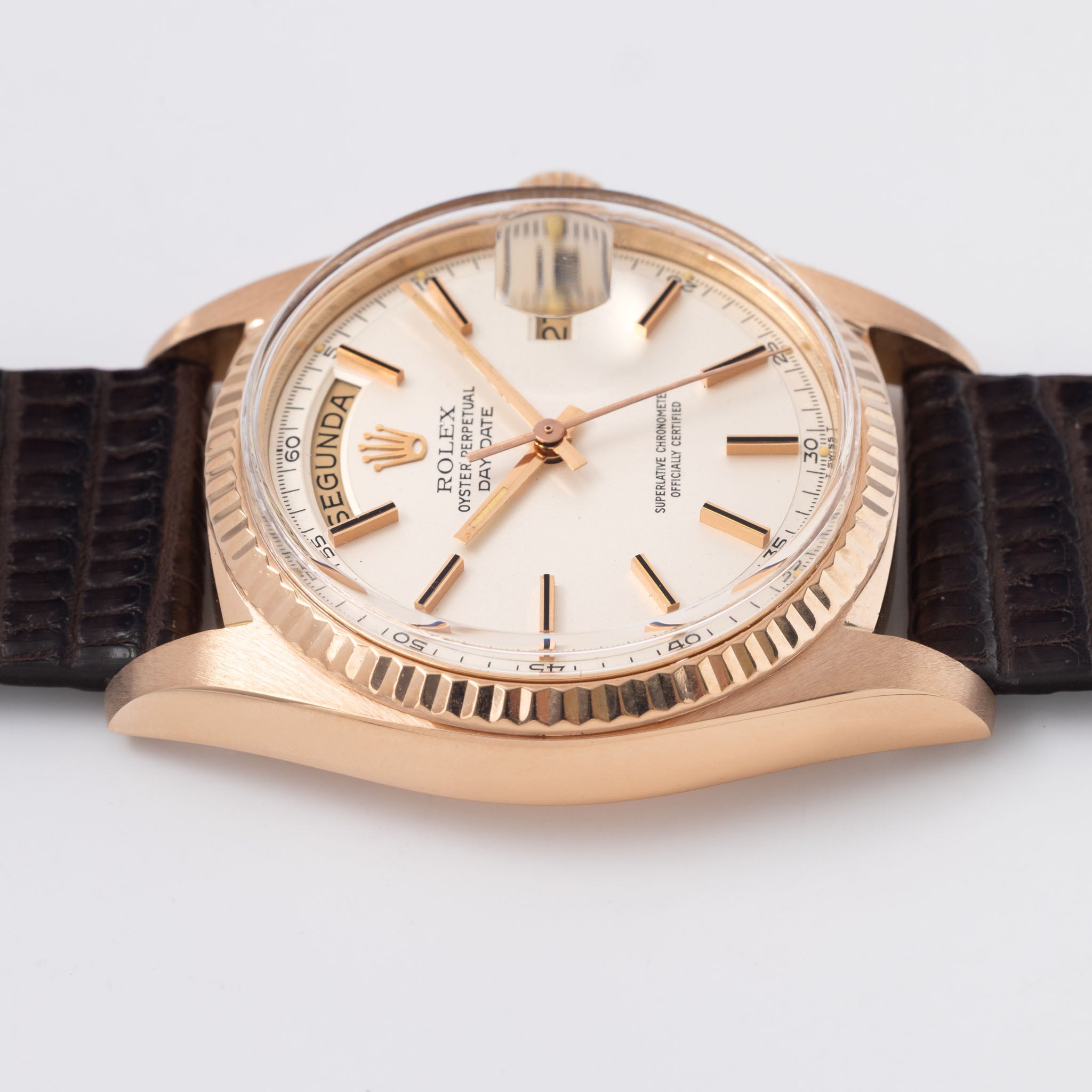 Rolex Day-Date 1803 Matte Silver Dial in 18k Rose Gold