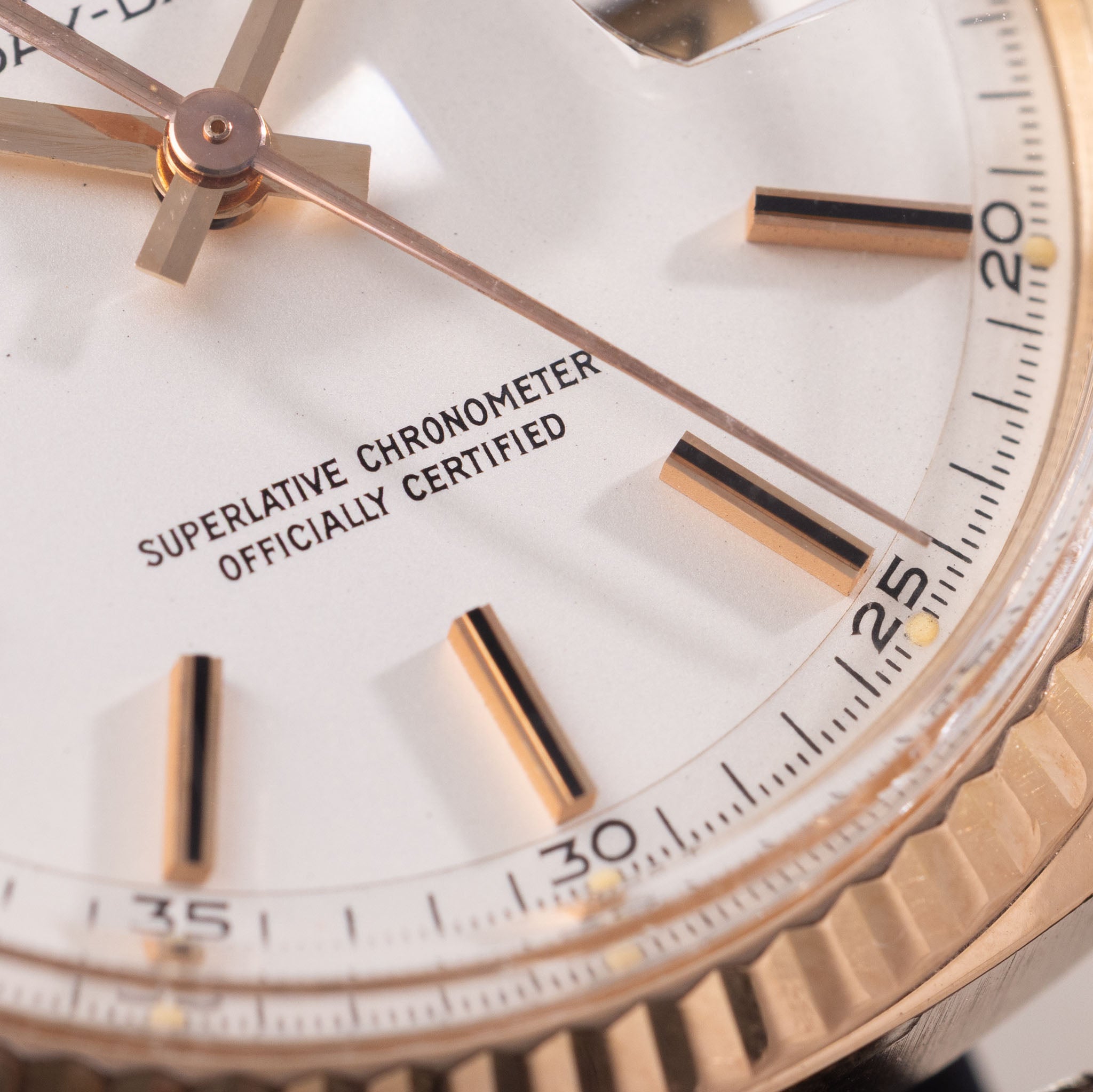 Rolex Day-Date 1803 Matte Silver Dial in 18k Rose Gold
