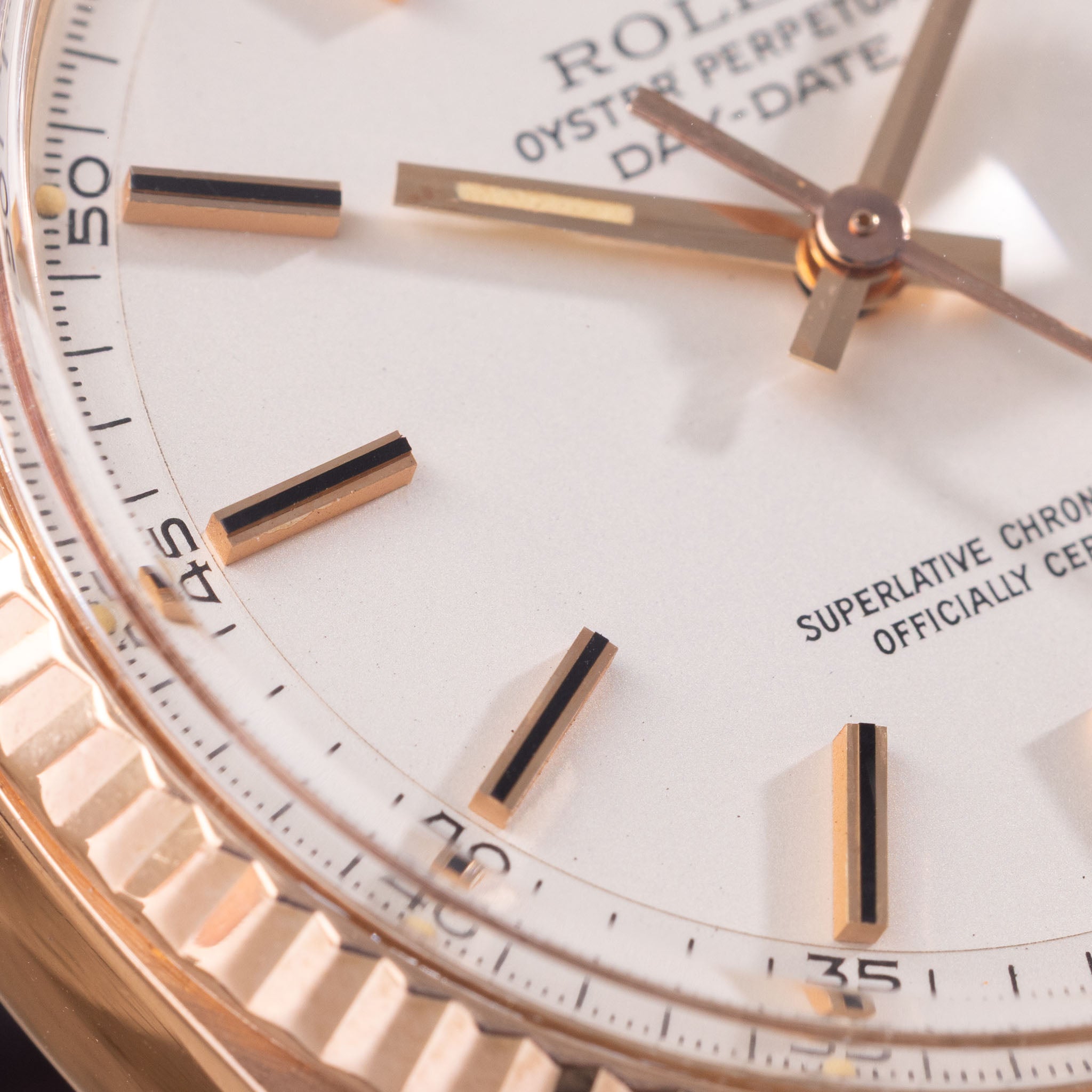 Rolex Day-Date 1803 Matte Silver Dial in 18k Rose Gold