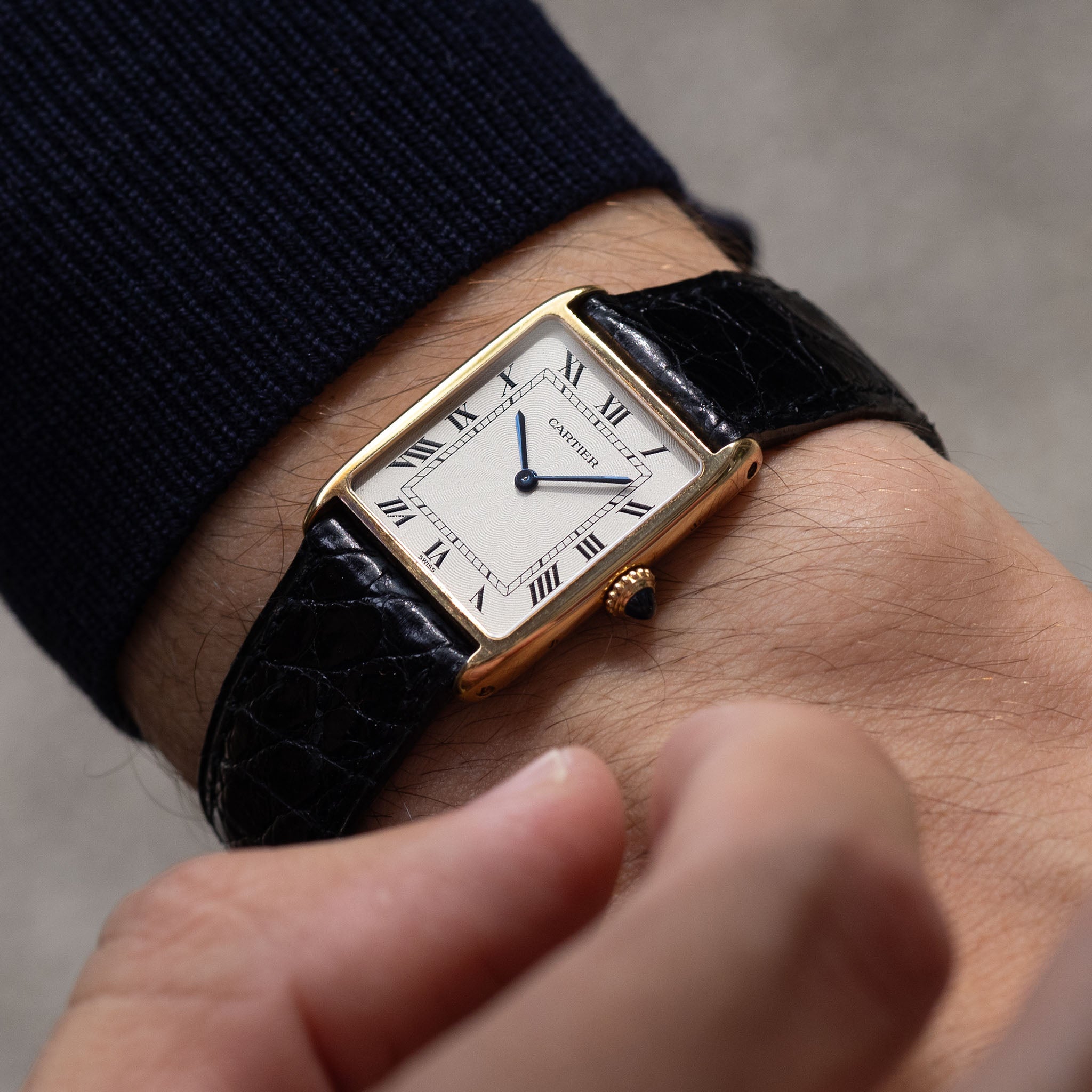 Cartier Tank Arrondie Guiloché Dial ref 896041 Mecanique Extra-Plate