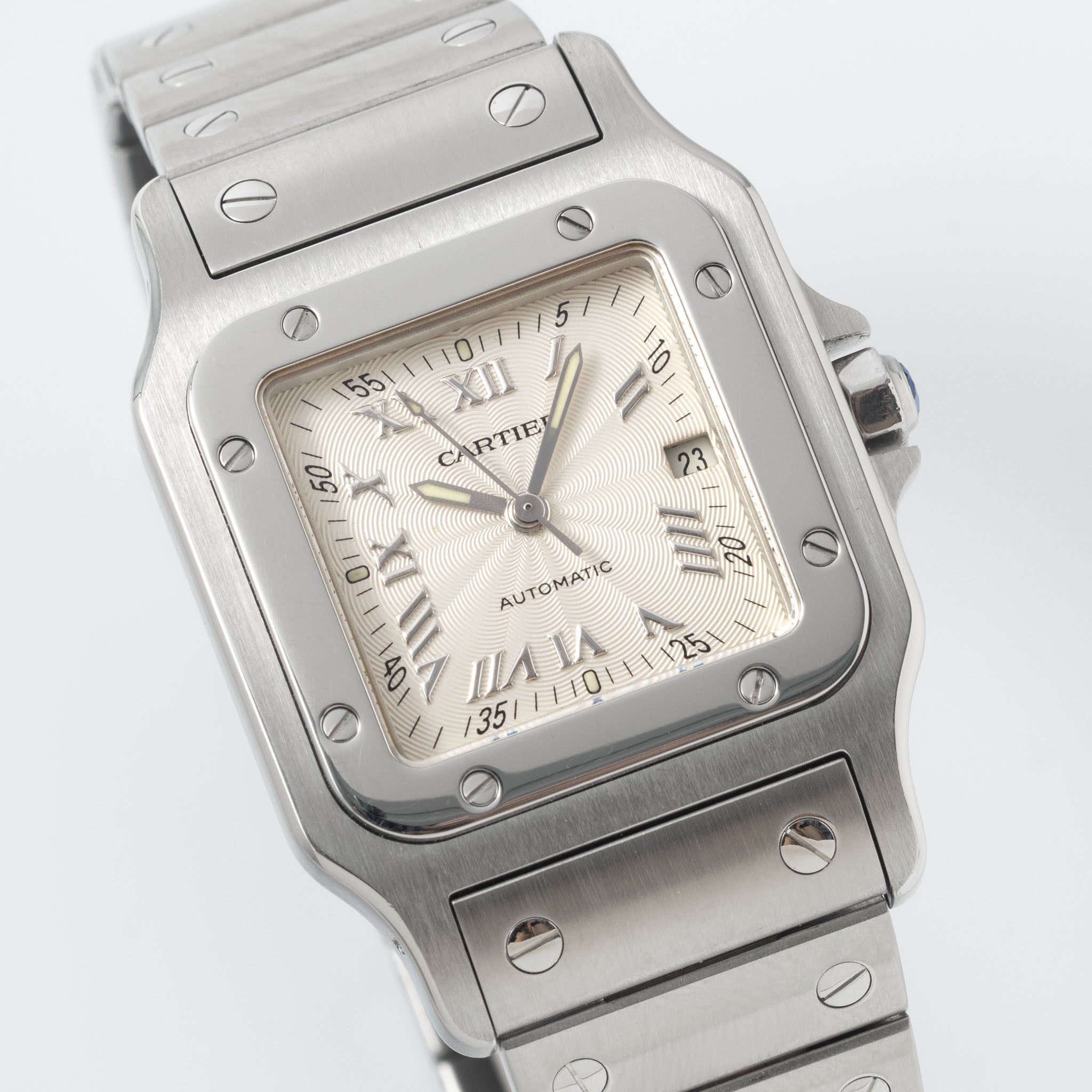 Cartier Santos Galbée 2319 Automatic Silver Guilloché Dial