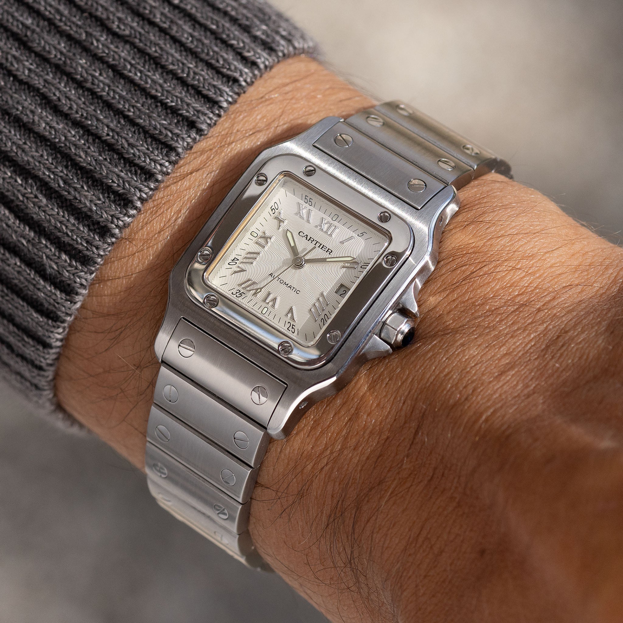Cartier Santos Galbée 2319 Automatic Silver Guilloché Dial