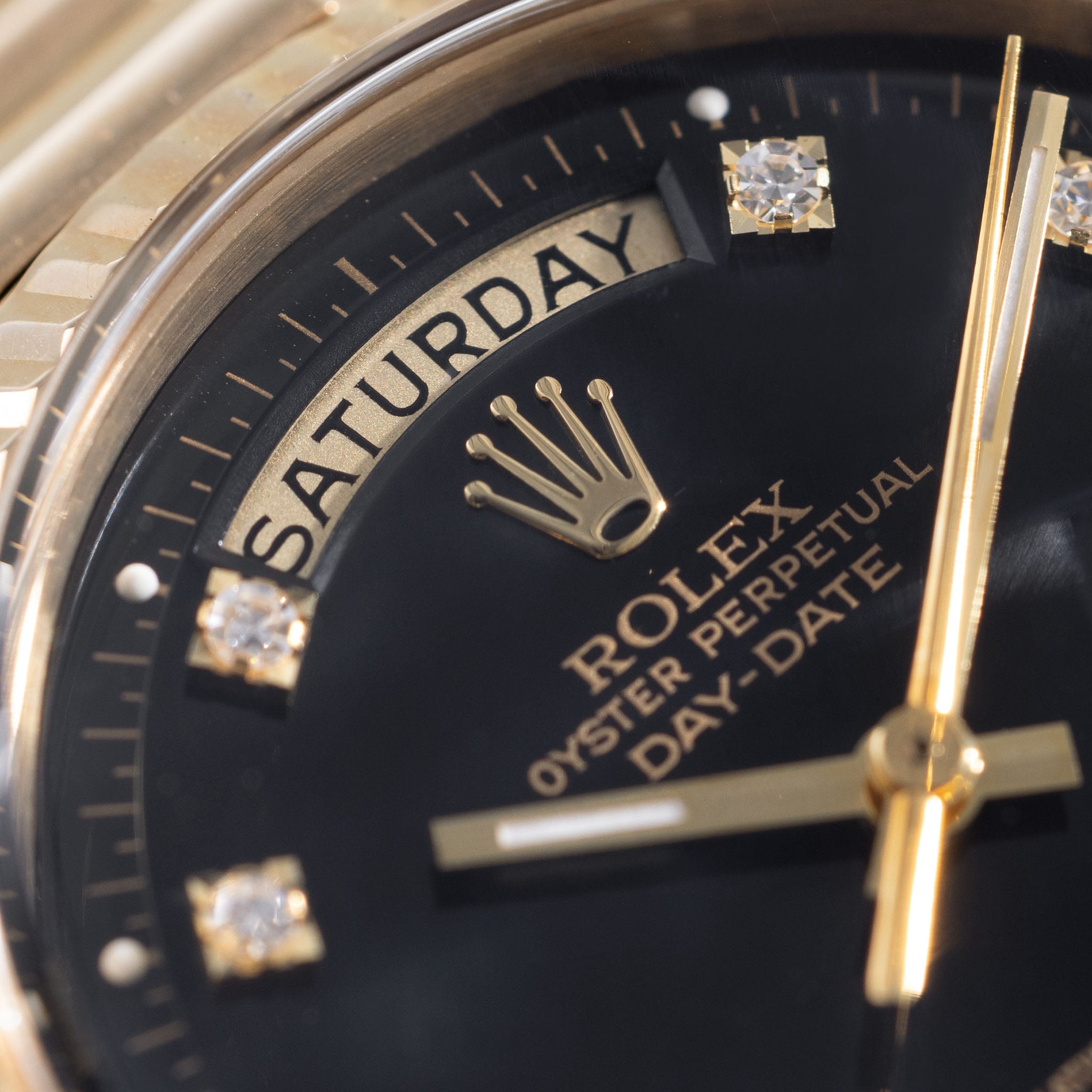 Rolex Day-Date Yellow Gold Black Diamond Hours Dial ref 1803