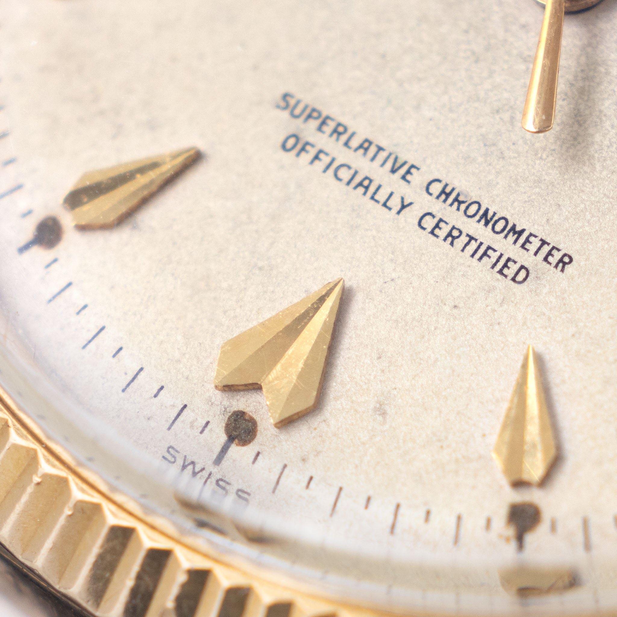 Rolex  Datejust Cream dial  with "Arrow head " markers in 18 k yellow gold ref 6605