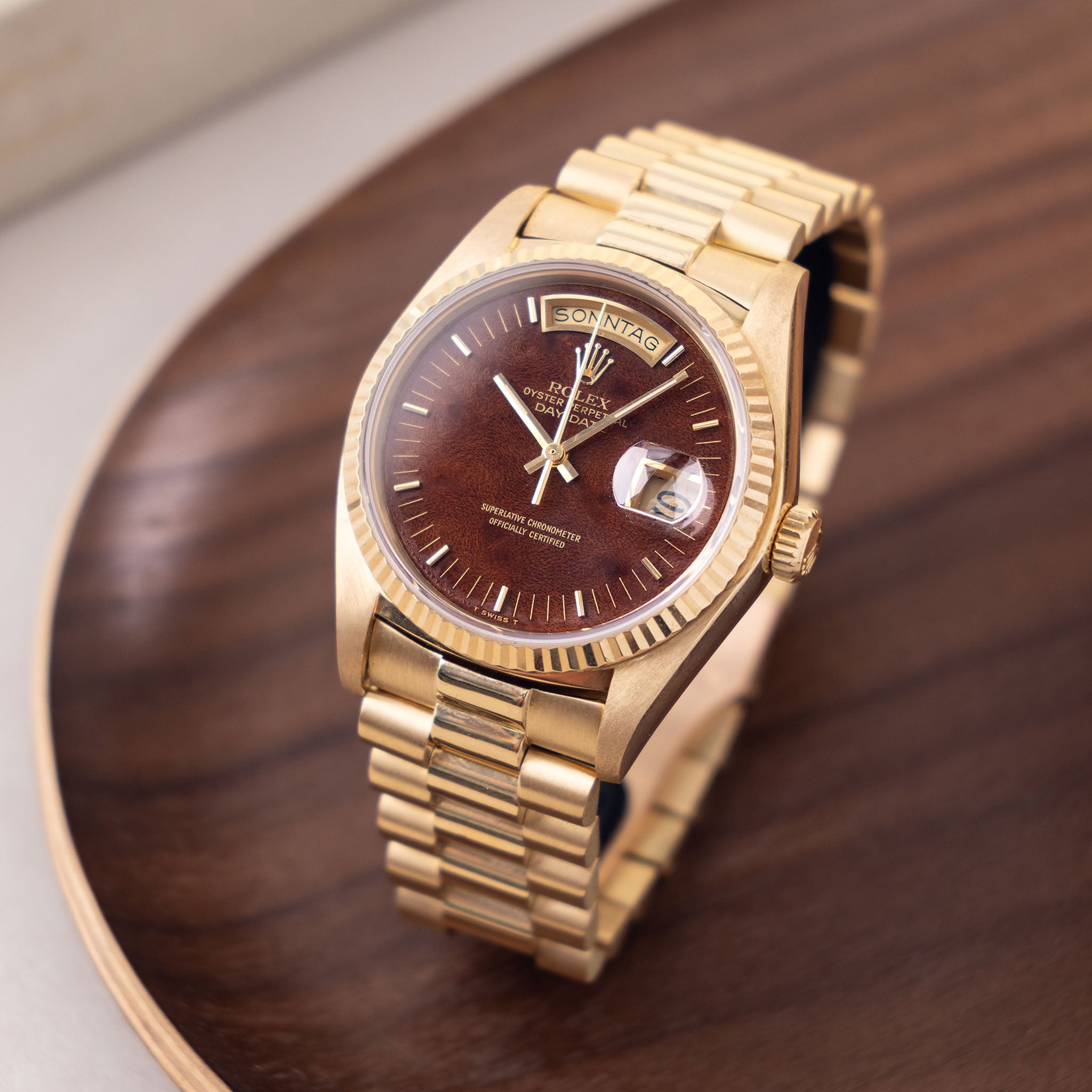 Rolex Day-Date Wood Dial Ref 18038 with Papers