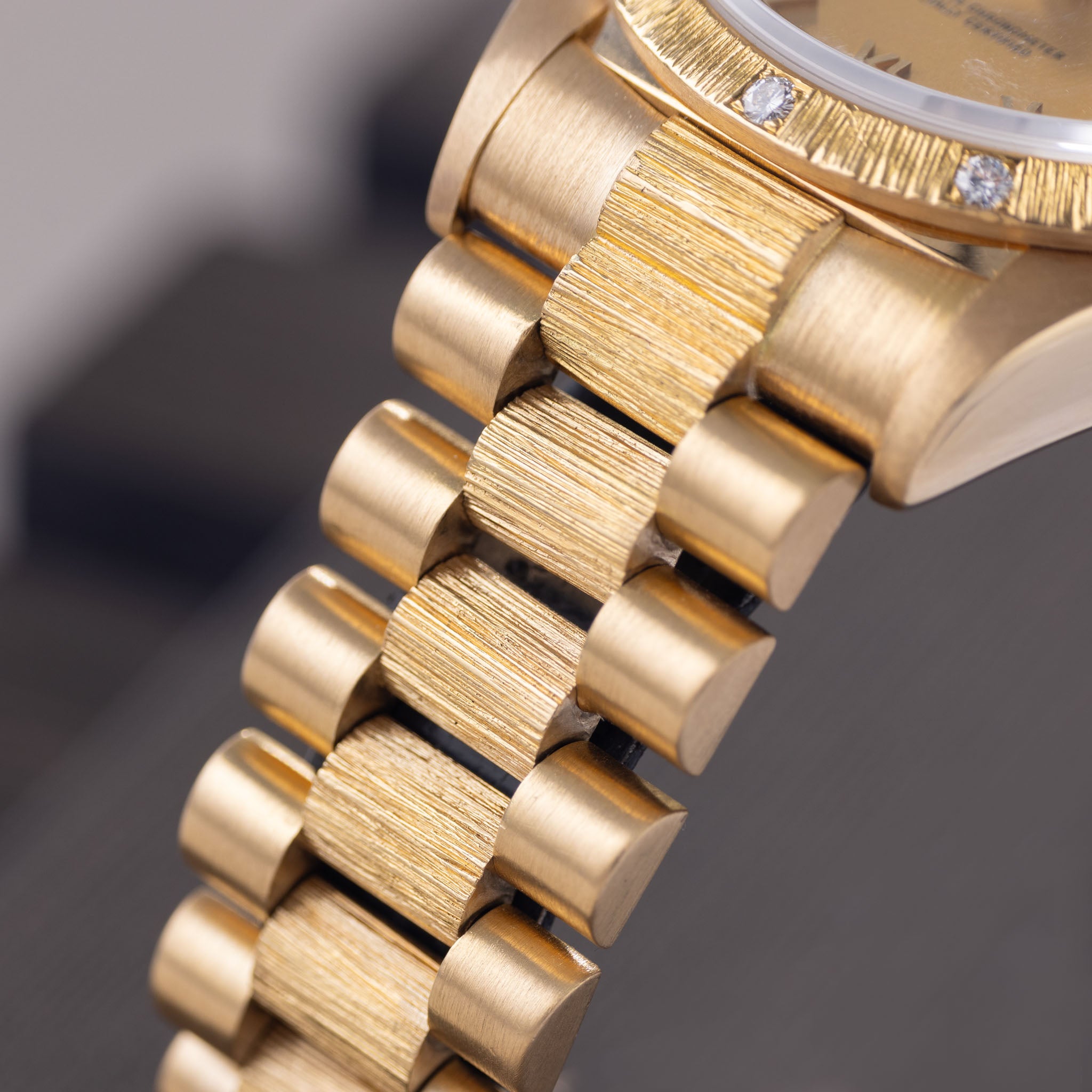 Rolex Day-Date 18108 Bark Finish Matte Roman Champagne Dial