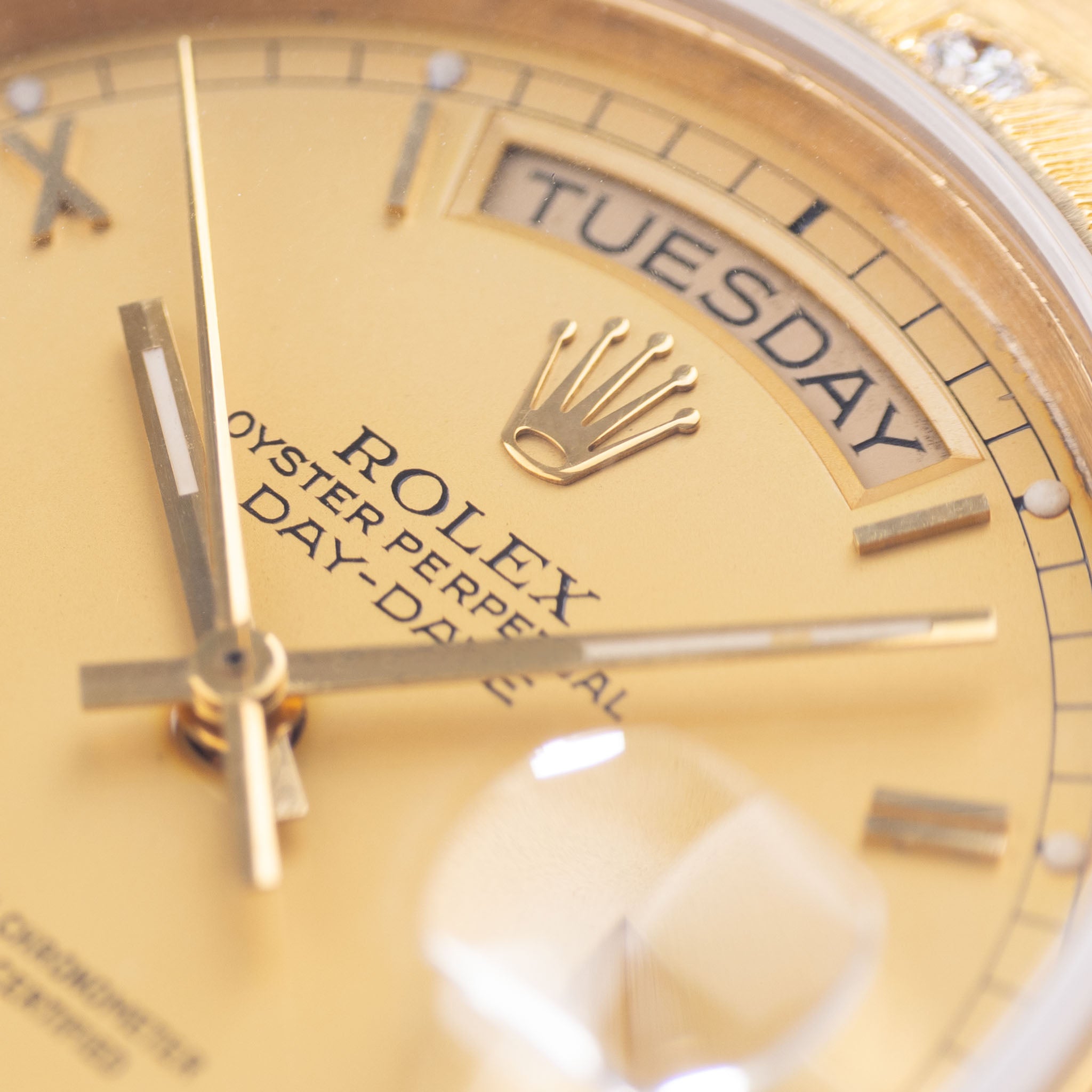 Rolex Day-Date 18108 Bark Finish Matte Roman Champagne Dial
