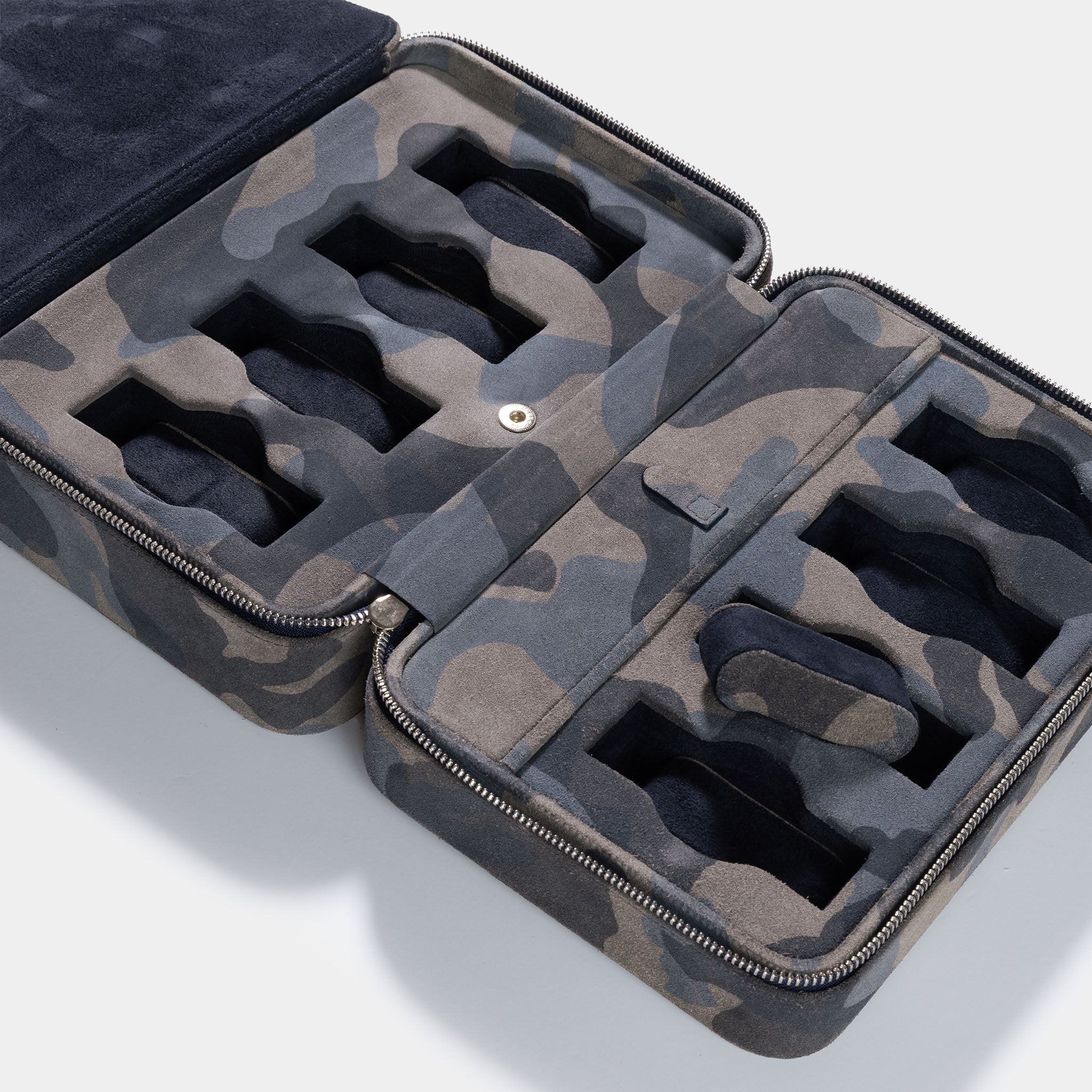 Blue Camo Suede Luxury Leather 8 Watch Box by JPM