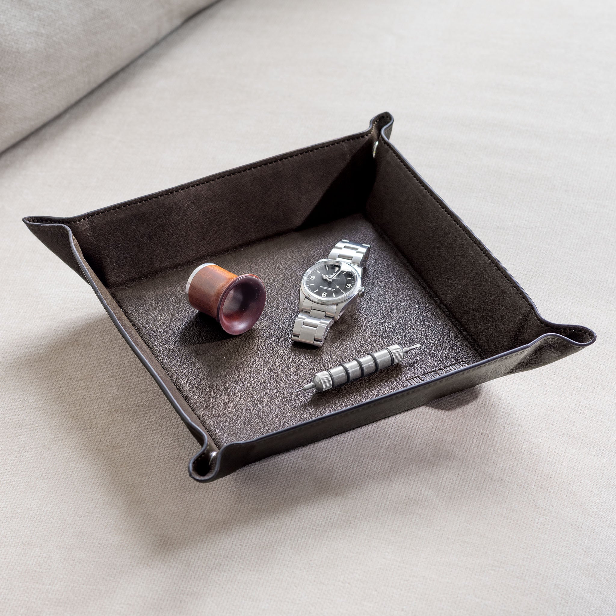 Washed Brown Big Leather Valet Tray