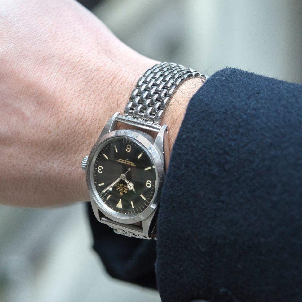 Beads Of Rice Full Polish Straight End Link Steel Watch Bracelet